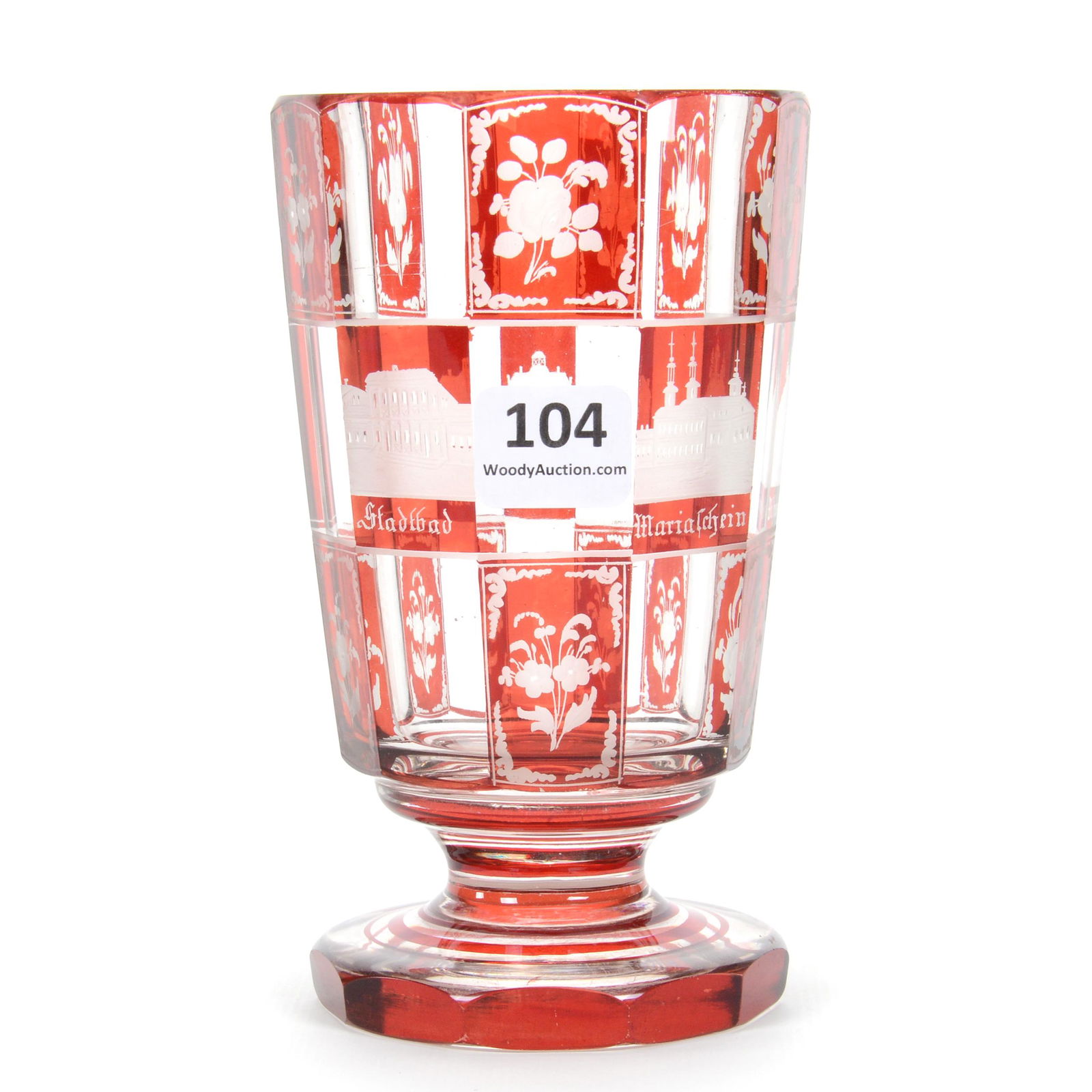 Pedestal Goblet, Bohemian Ruby Flash (1 of 3)