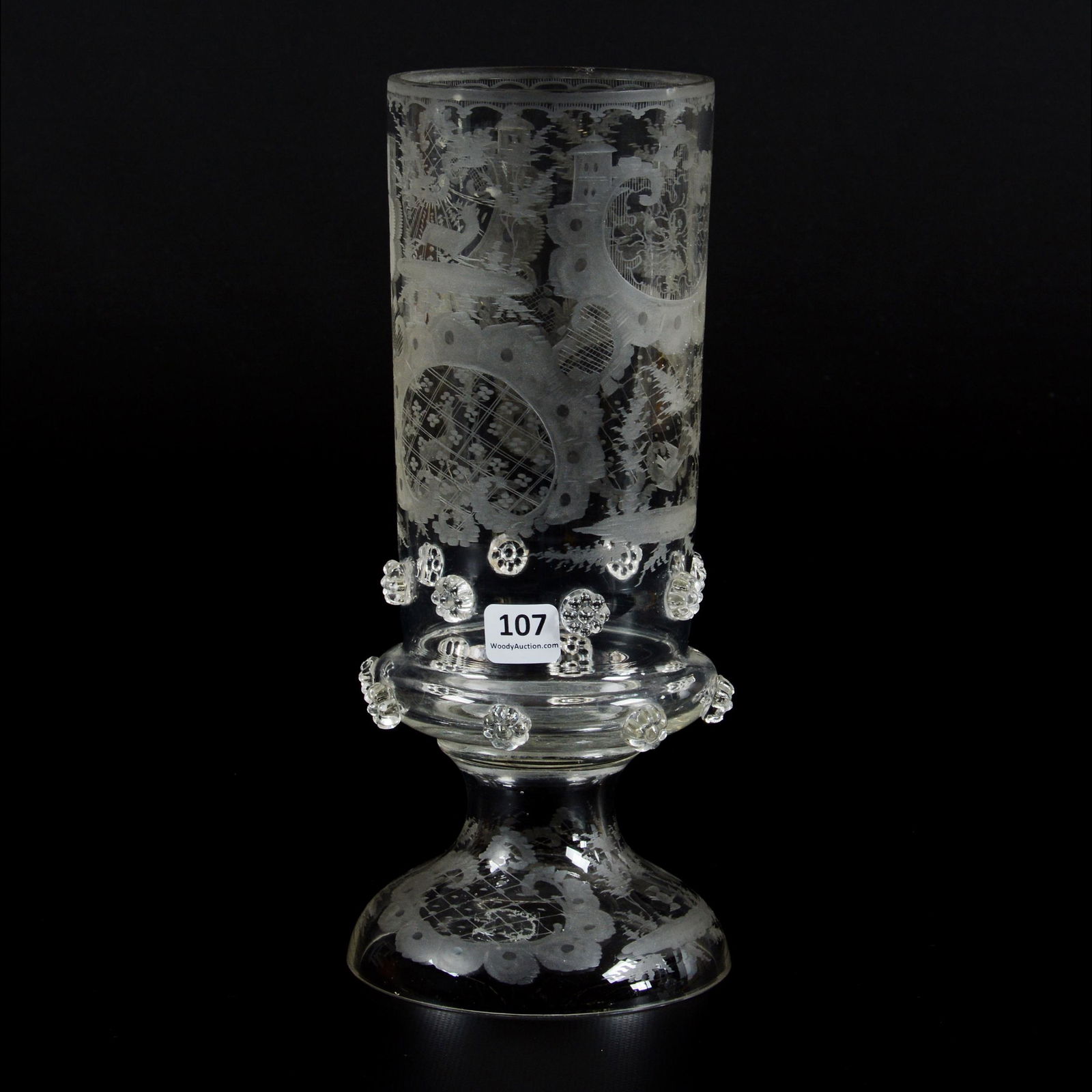 Pedestal Vase, Bohemian Art Glass, Clear Crystal (1 of 3)