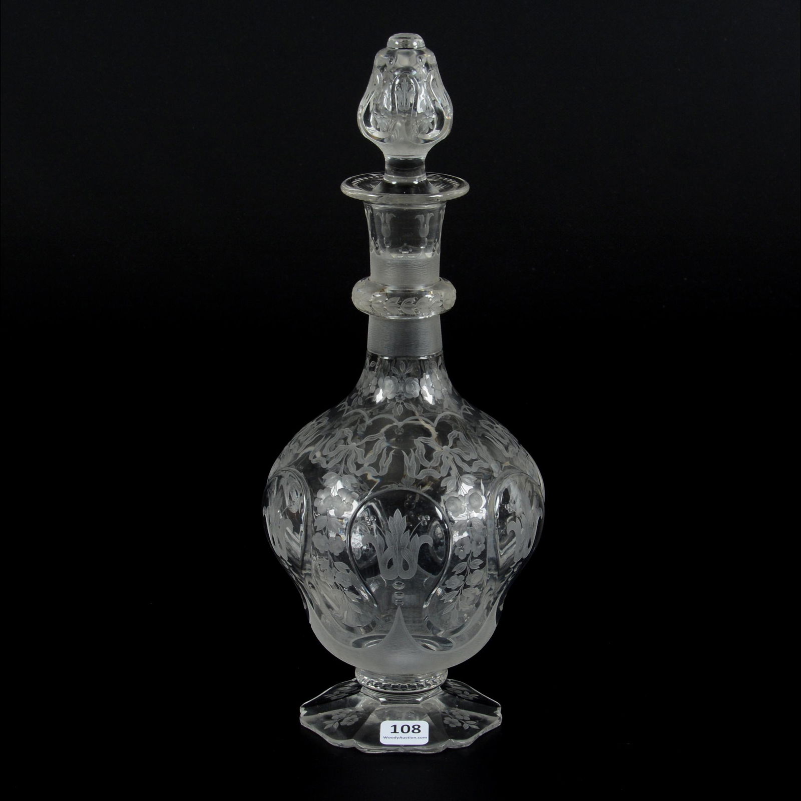 Pedestal Decanter, Rock Crystal Signed Lerosey Paris (1 of 3)