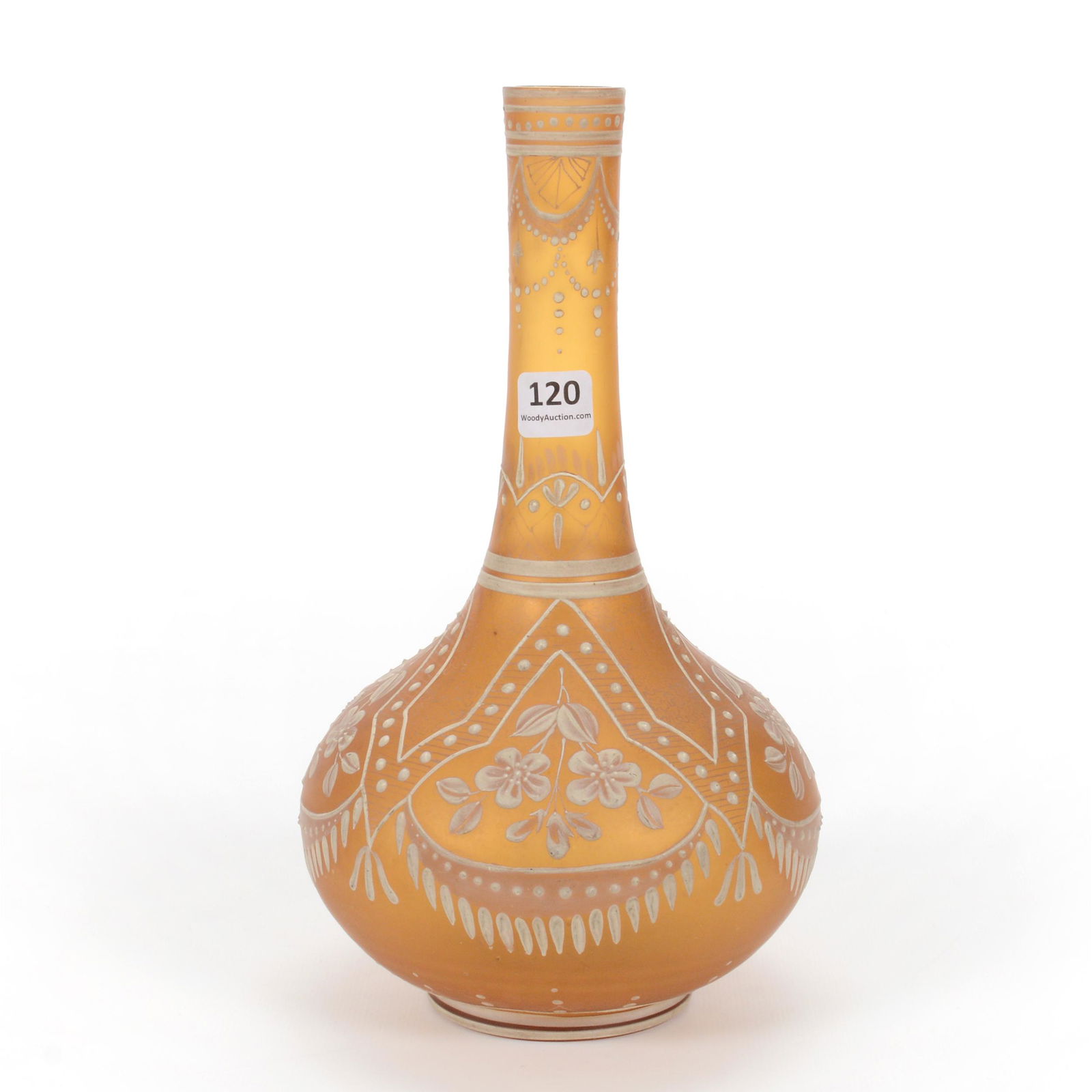 Vase, Solid Amber Art Glass With Florentine Cameo (1 of 4)