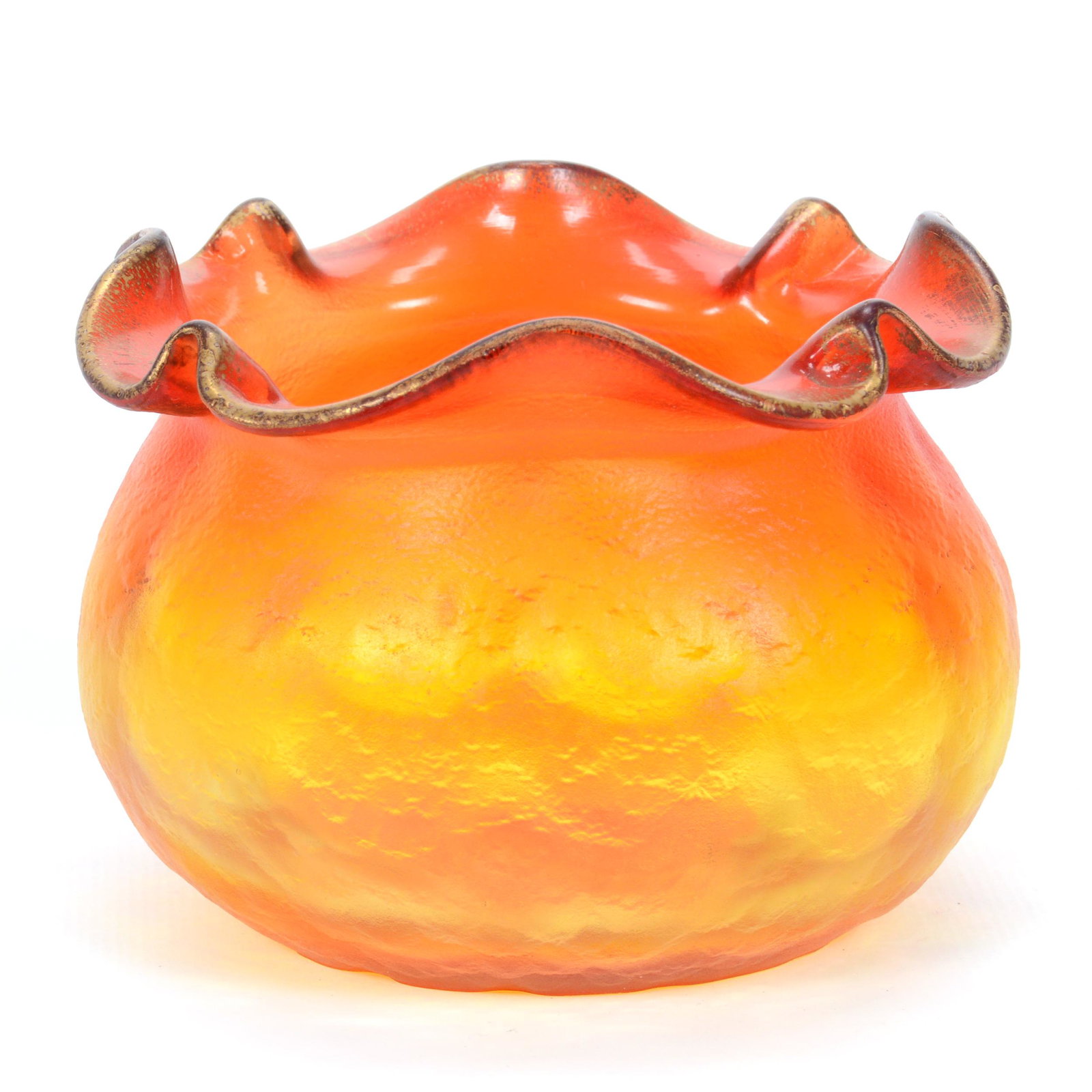 Vase, Unmarked Mt. Joye Bright Amberina: Vase, Unmarked Mt. Joye Bright Amberina, 3.25" x 4.5", Acid Cut Exterior, Nice Quality, Polished Pontil Base, Don Henson Estate, Michigan. This auction begins the dispersal of a collection of over 1,8