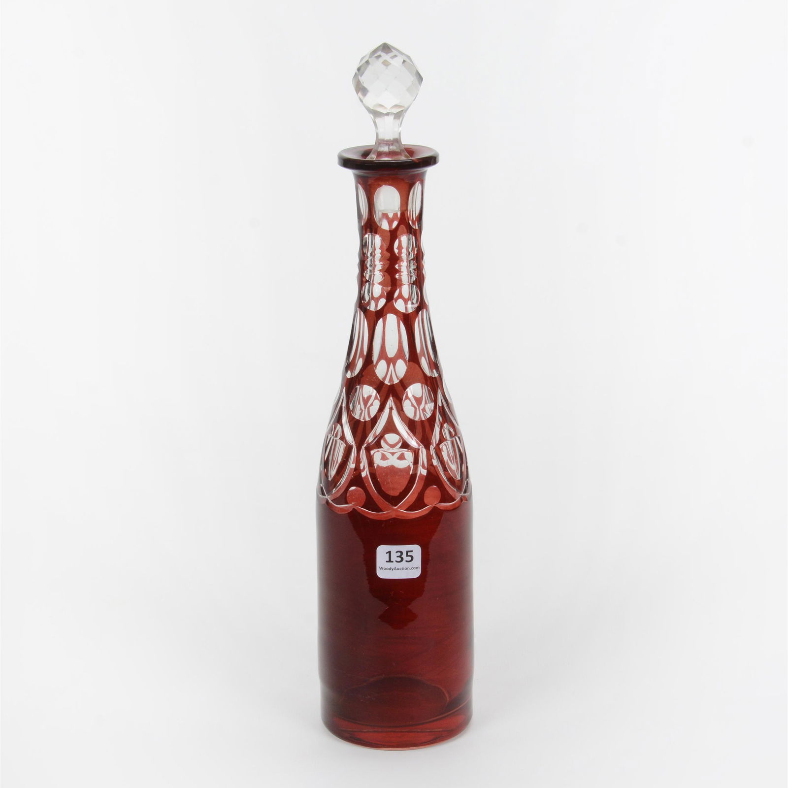 Decanter, Bohemian Ruby Flash Art Glass (1 of 3)