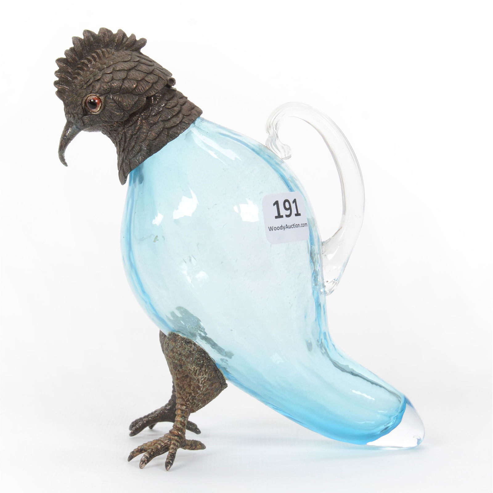Hawk Decanter, Handblown Cased Blue Art Glass (1 of 3)