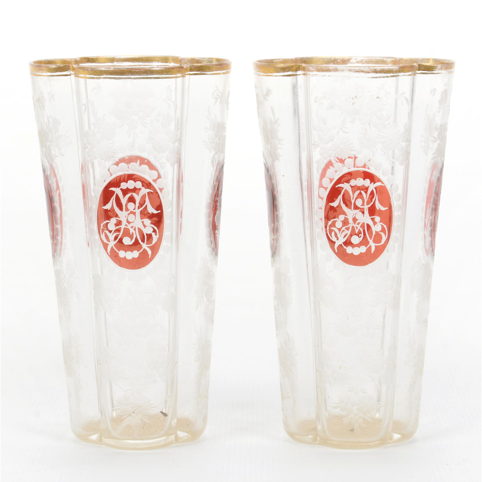 Pair Juice Glasses, Clear Bohemian Art Glass (1 of 3)