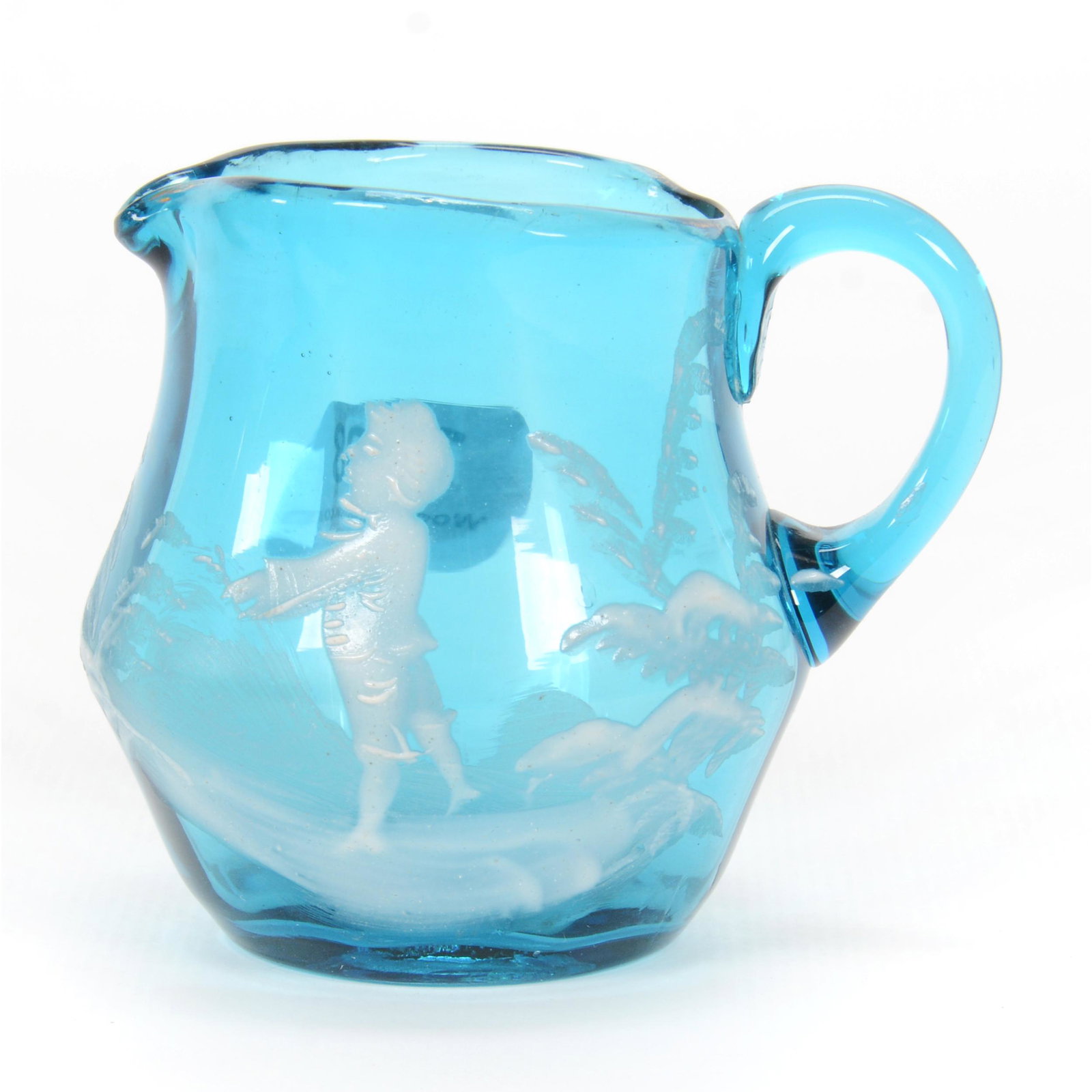 Miniature Pitcher, Blue Art Glass (1 of 3)