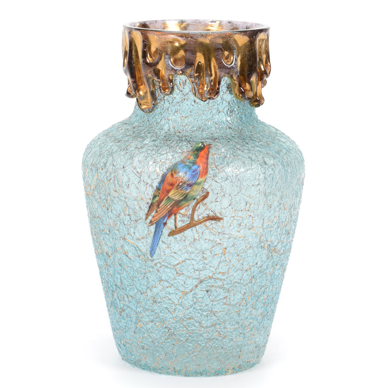 Vase, Blue Overshot Art Glass (1 of 3)