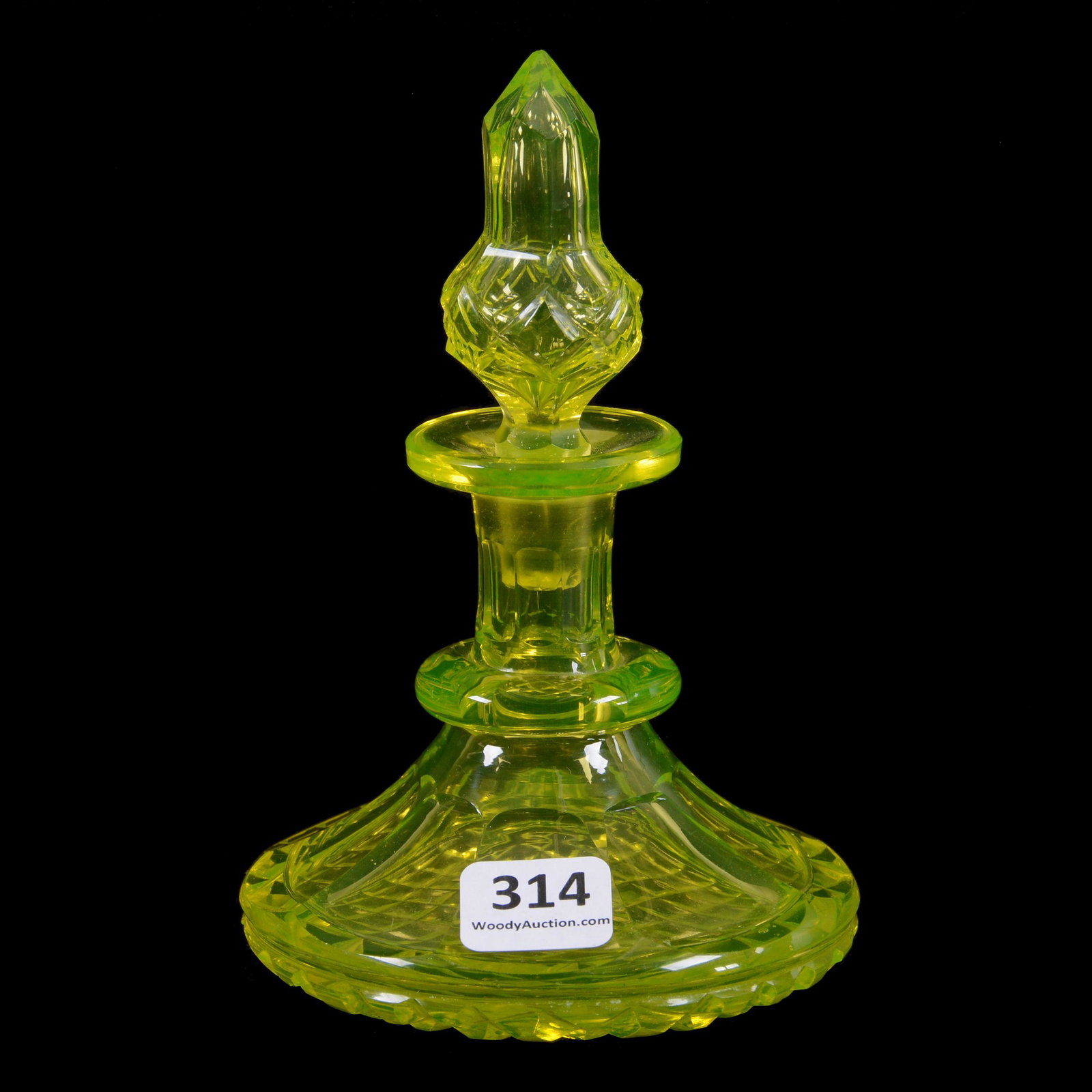 Perfume Bottle, Solid Vaseline Art Glass (1 of 5)