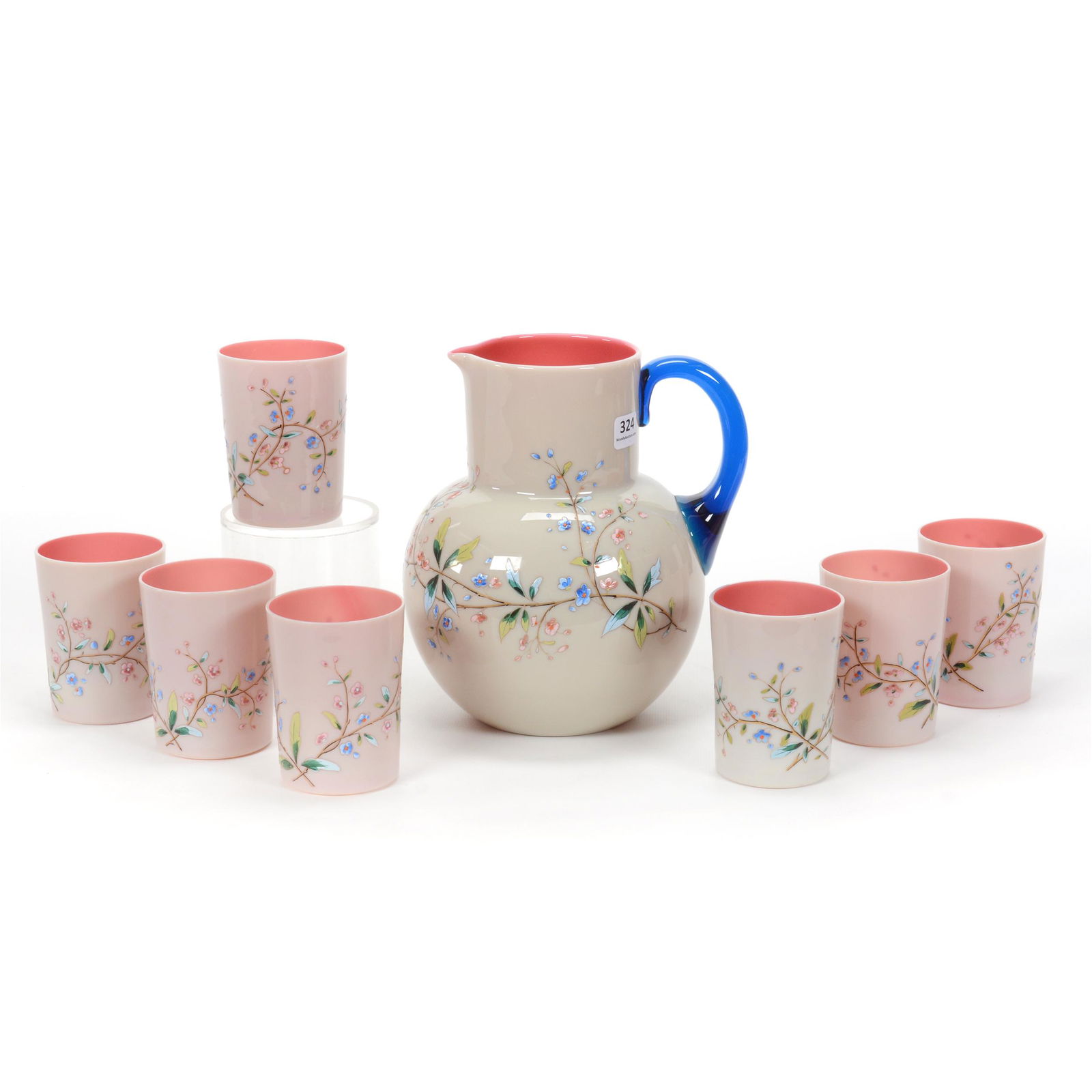 Water Set, Cased Art Glass, Eight Piece Set (1 of 5)