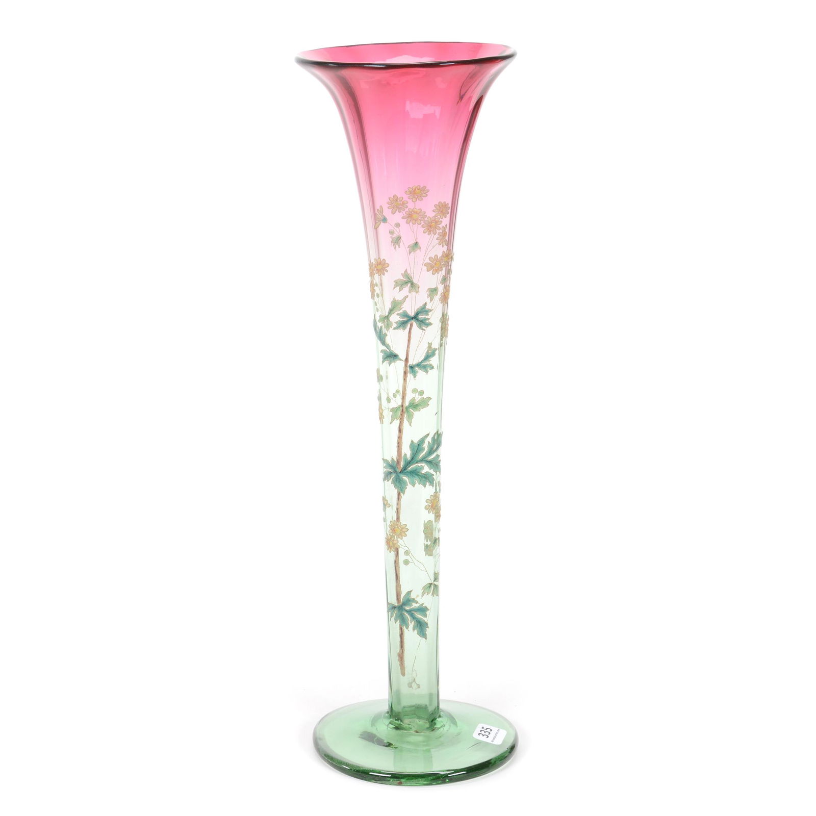 Trumpet Vase, Rubina Verde Art Glass, Optic Rib (1 of 2)