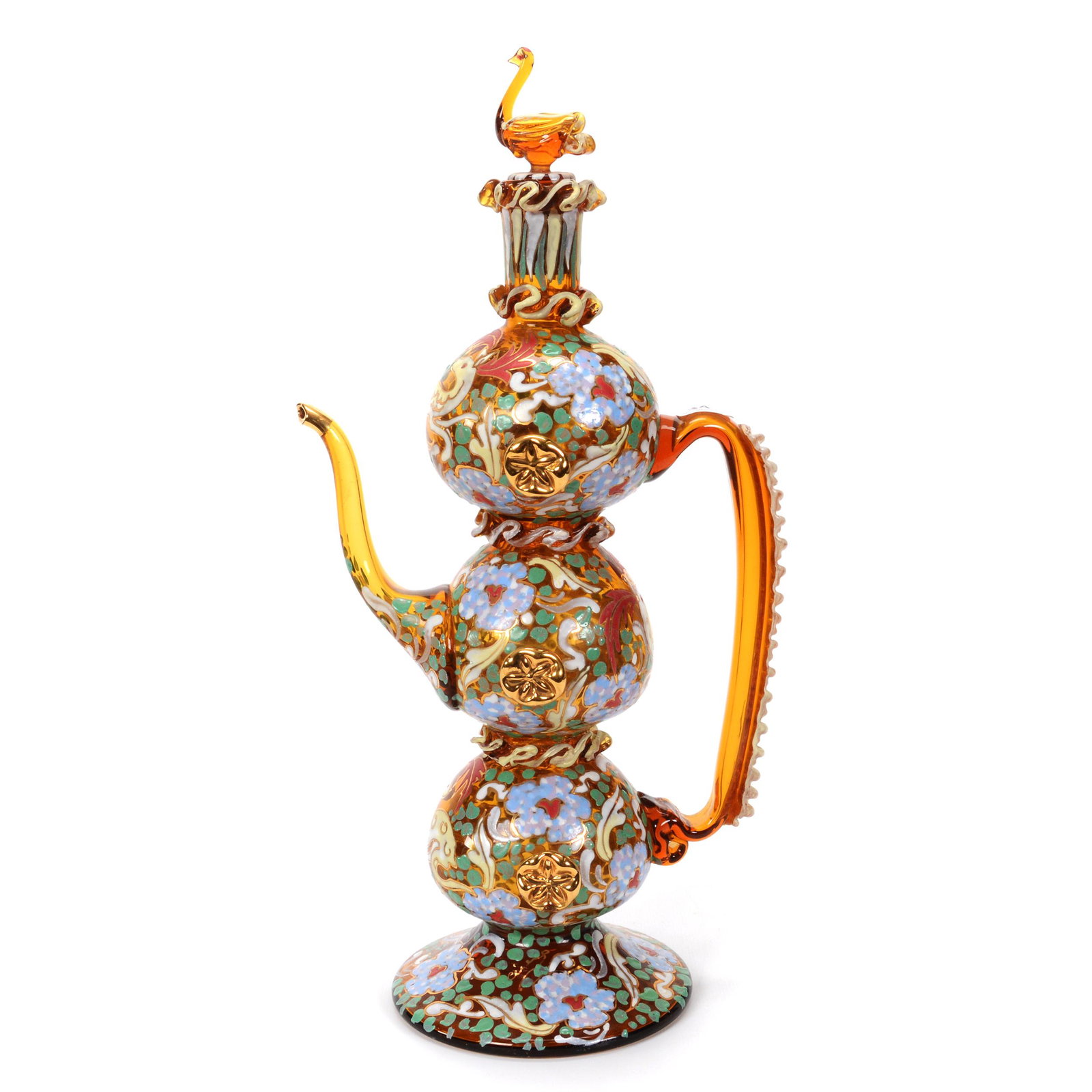 Pedestal Decanter, Solid Amber Spanish Art Glass (1 of 4)
