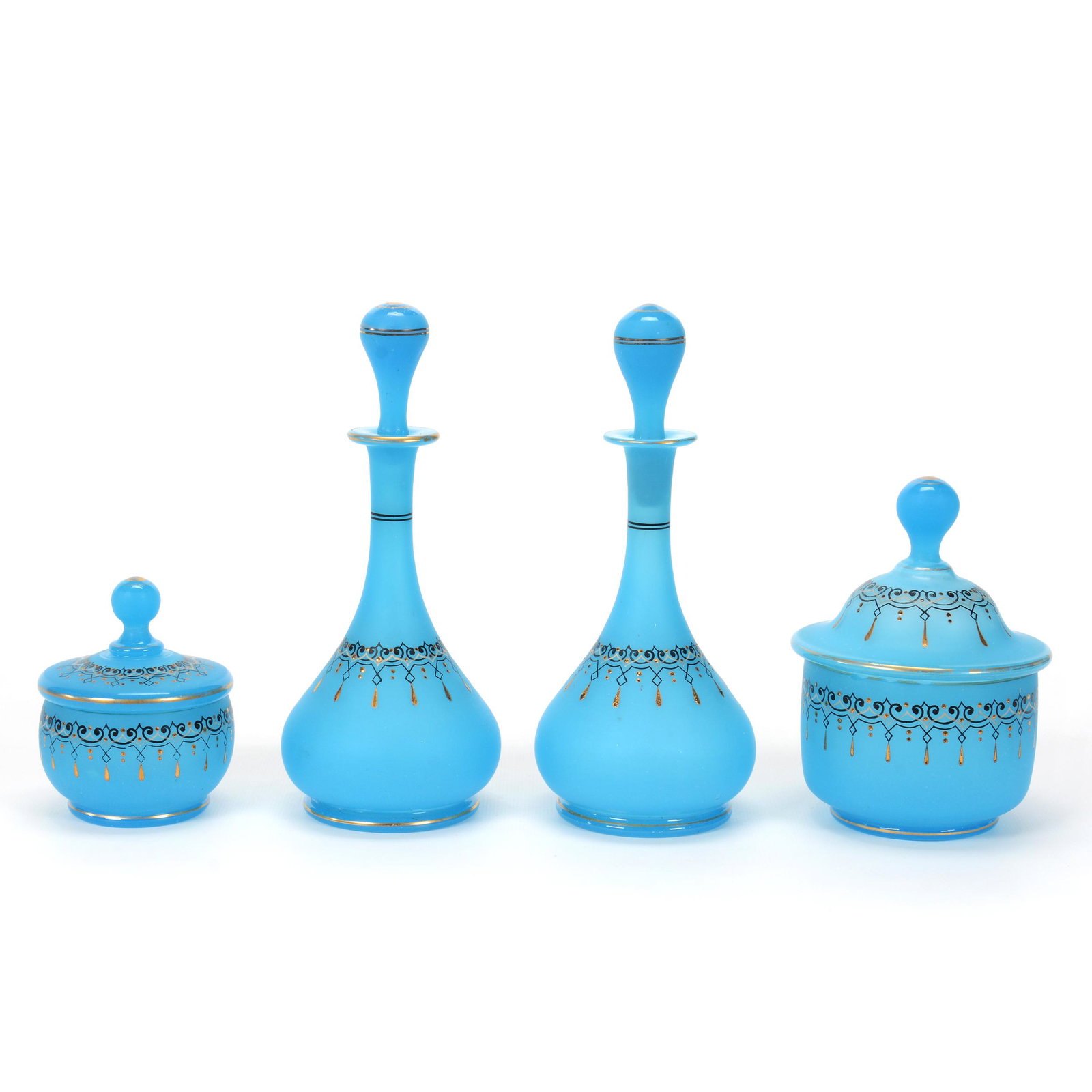 Dresser Set, Blue French Opaline Art Glass (1 of 6)