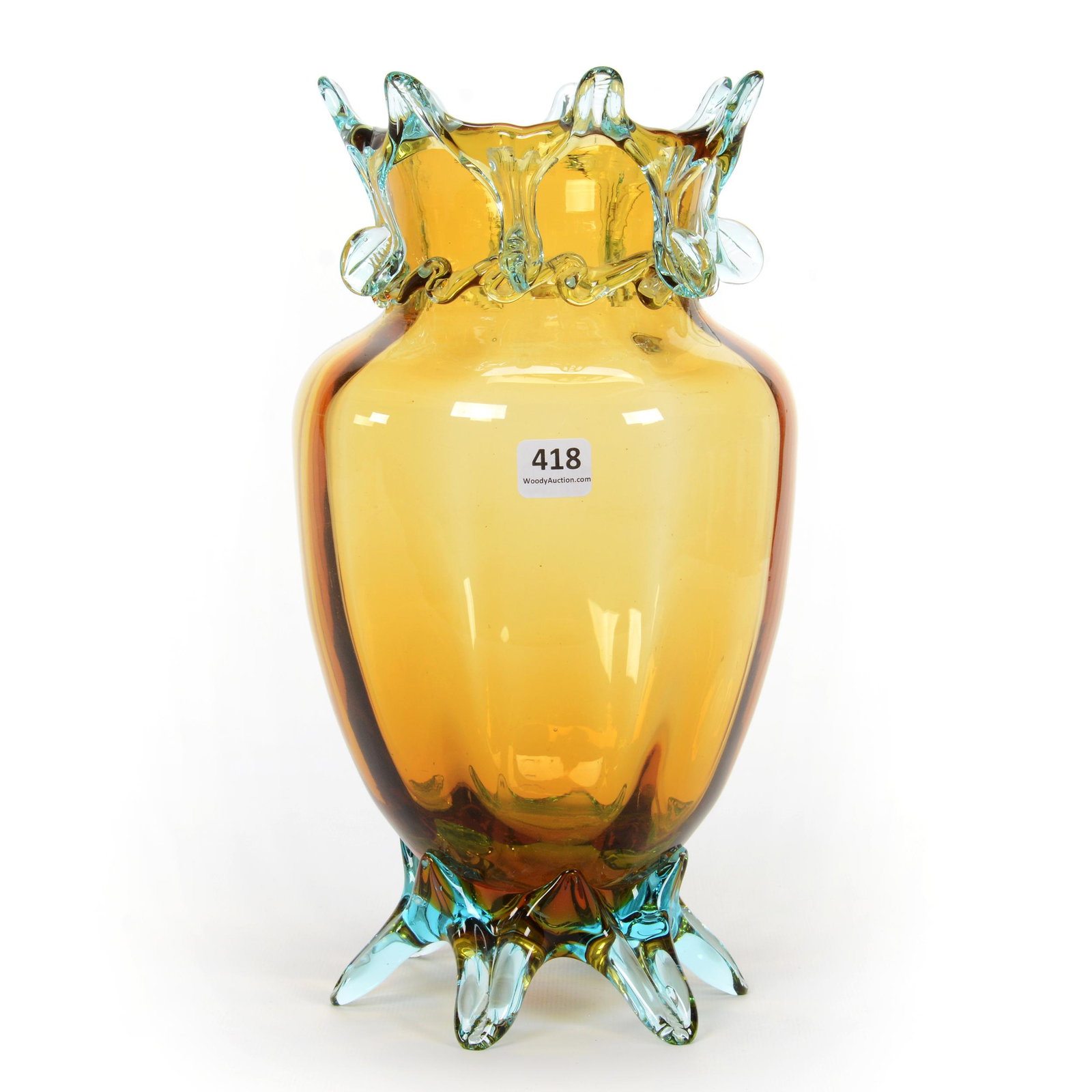 Vase, Solid Amber Bohemian Art Glass (1 of 2)
