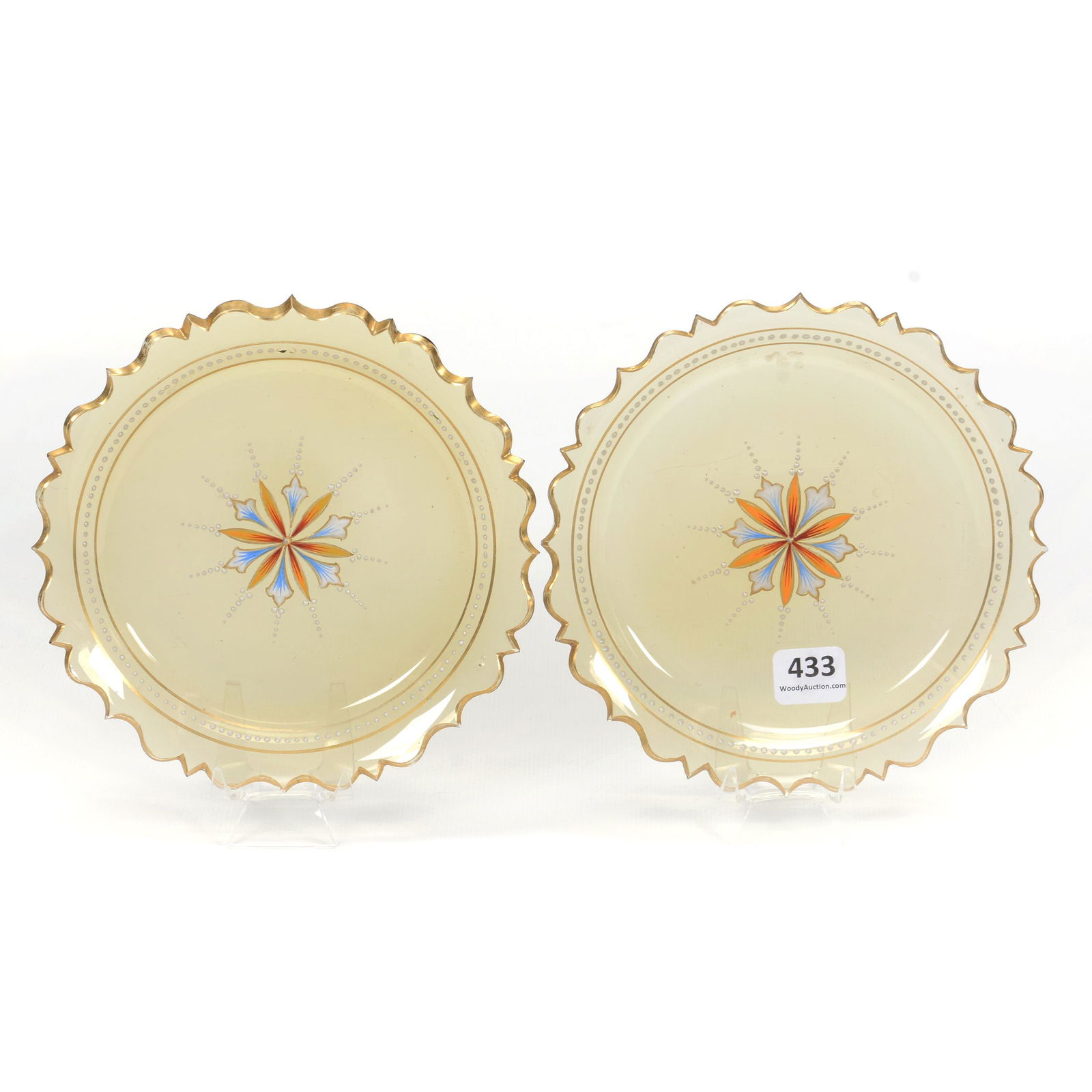 Pair Plates, Solid Amber Bohemian Art Glass (1 of 2)