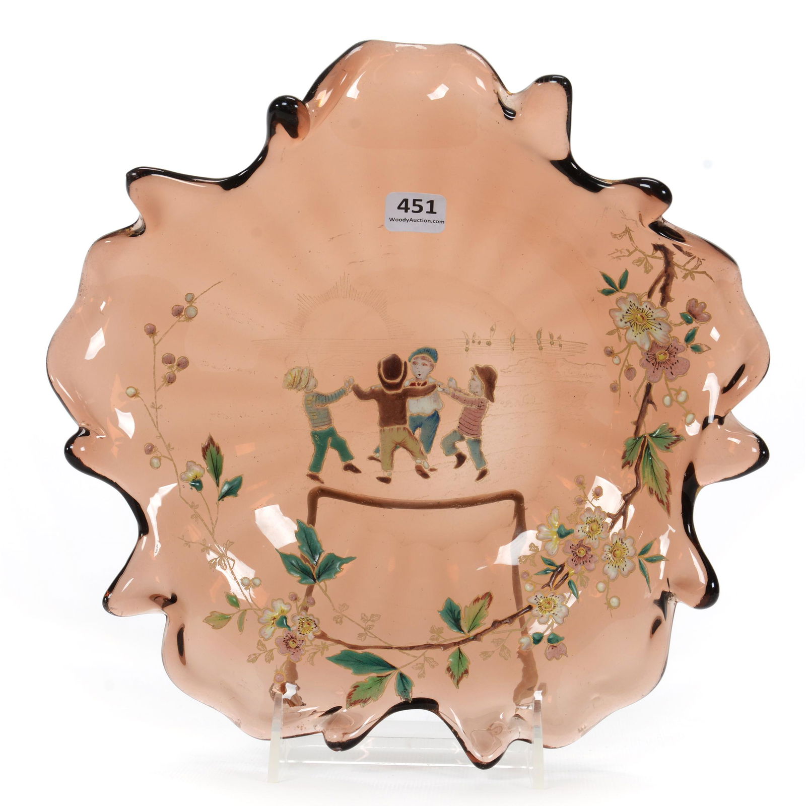 Bowl, Solid Smoky Amethyst Art Glass, Optic Rib (1 of 2)