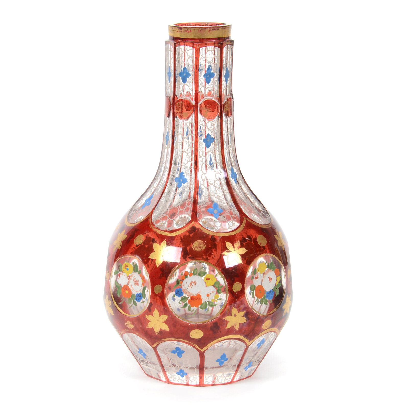 Vase, Clear Bohemian Art Glass, Ruby Flash (1 of 2)