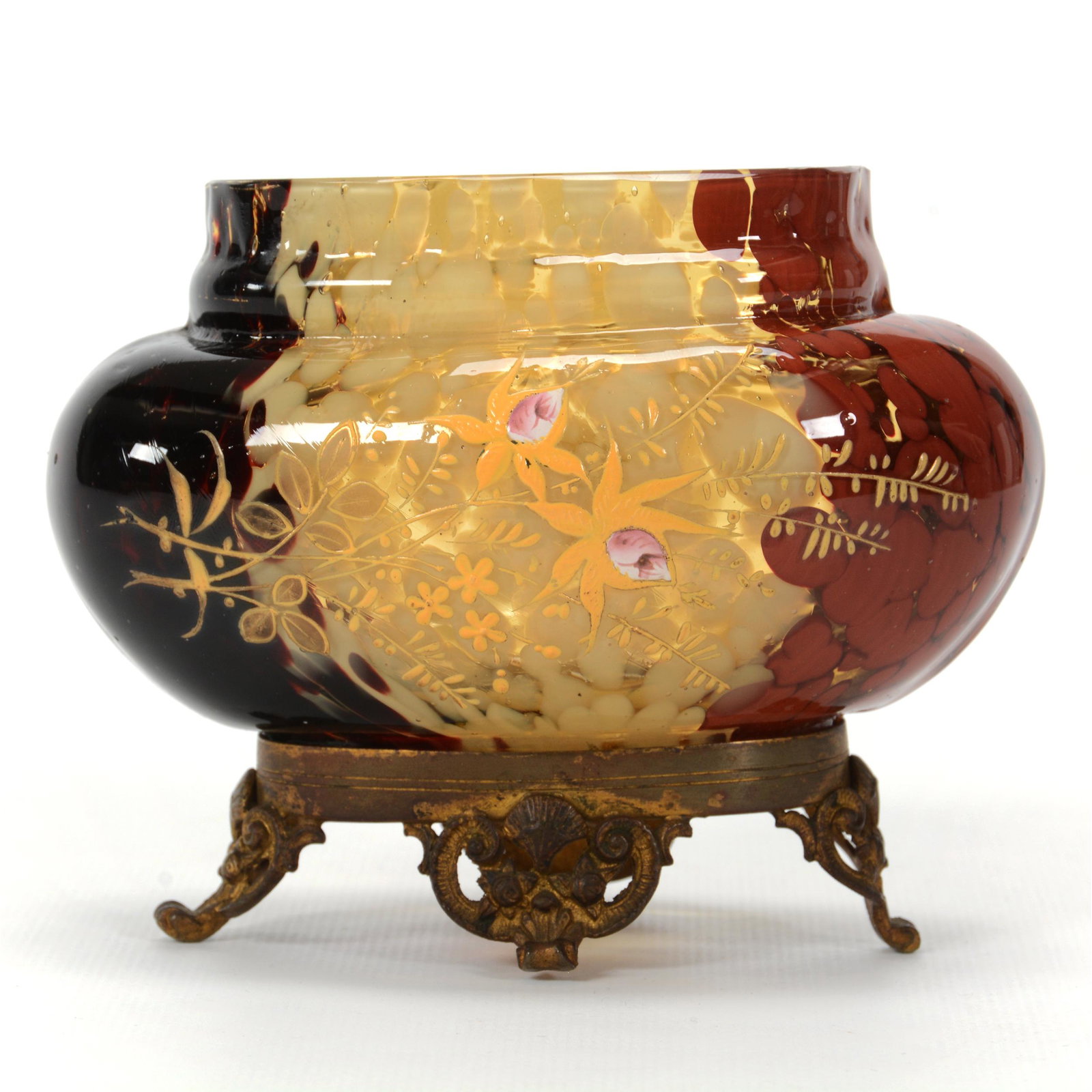 Oval Vase, Cased Tortoise Shell Art Glass (1 of 3)