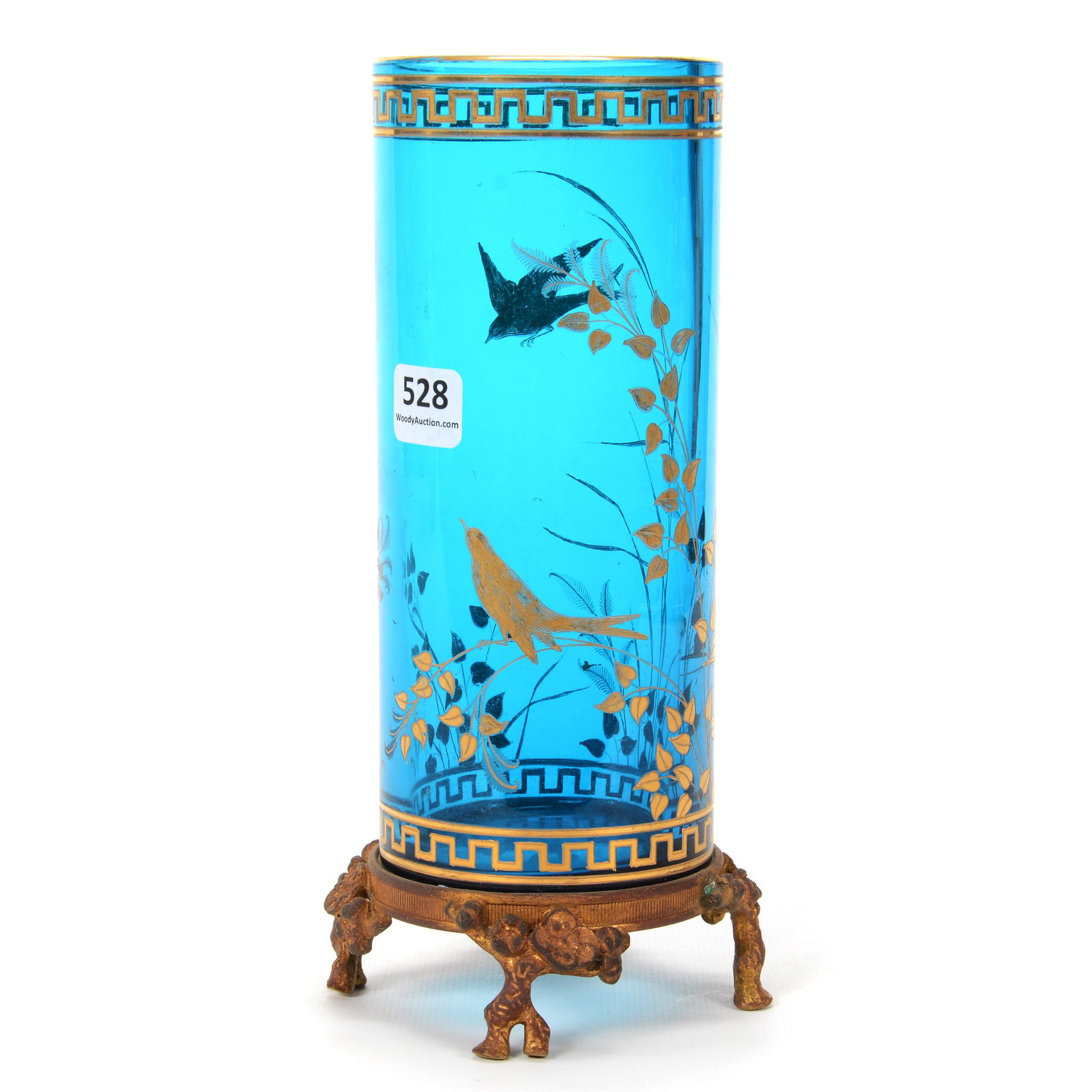 Cylinder Vase, Blue Art Glass, (1 of 3)