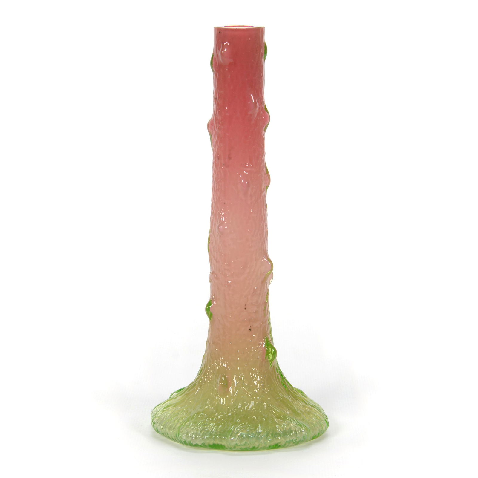 Bud Vase, Pink Opalescent, Cased Vaseline Exterior (1 of 3)