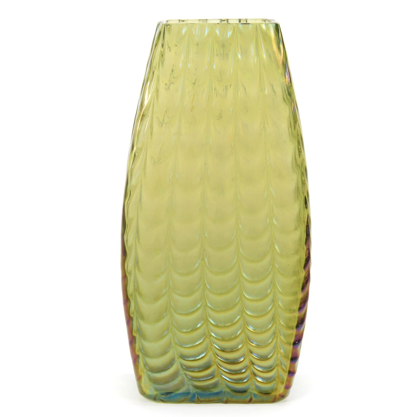 Vase, Green Bohemian Iridescent Art Glass (1 of 3)