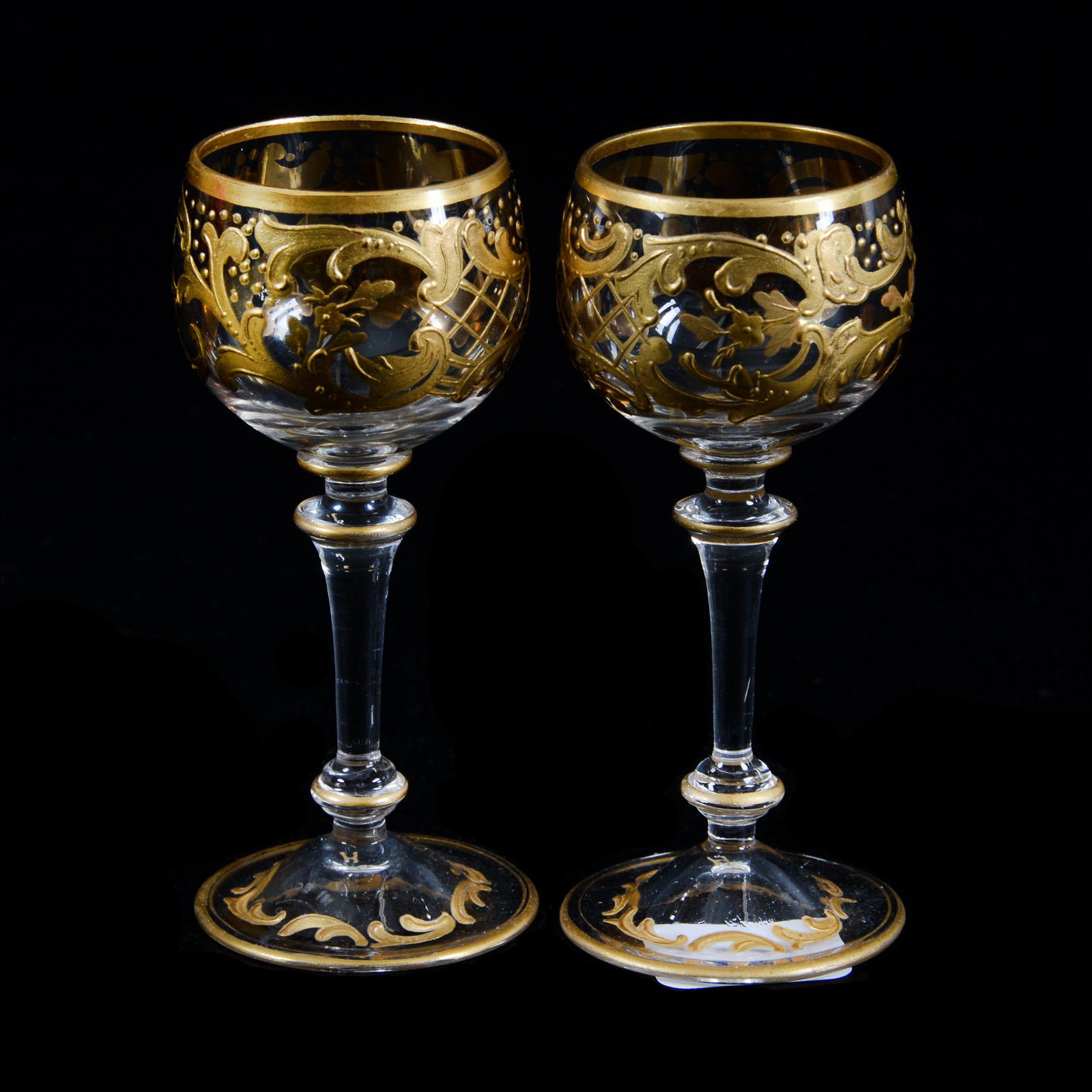 Pair Cordials, Clear Bohemian Crystal Art Glass (1 of 2)
