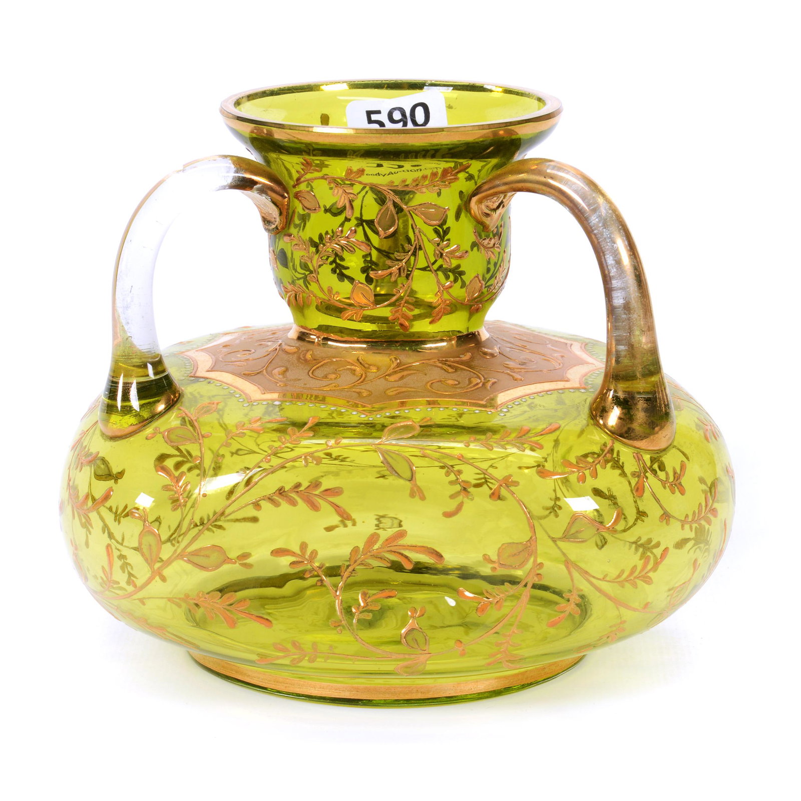 Vase, Green Bohemian Art Glass (1 of 3)