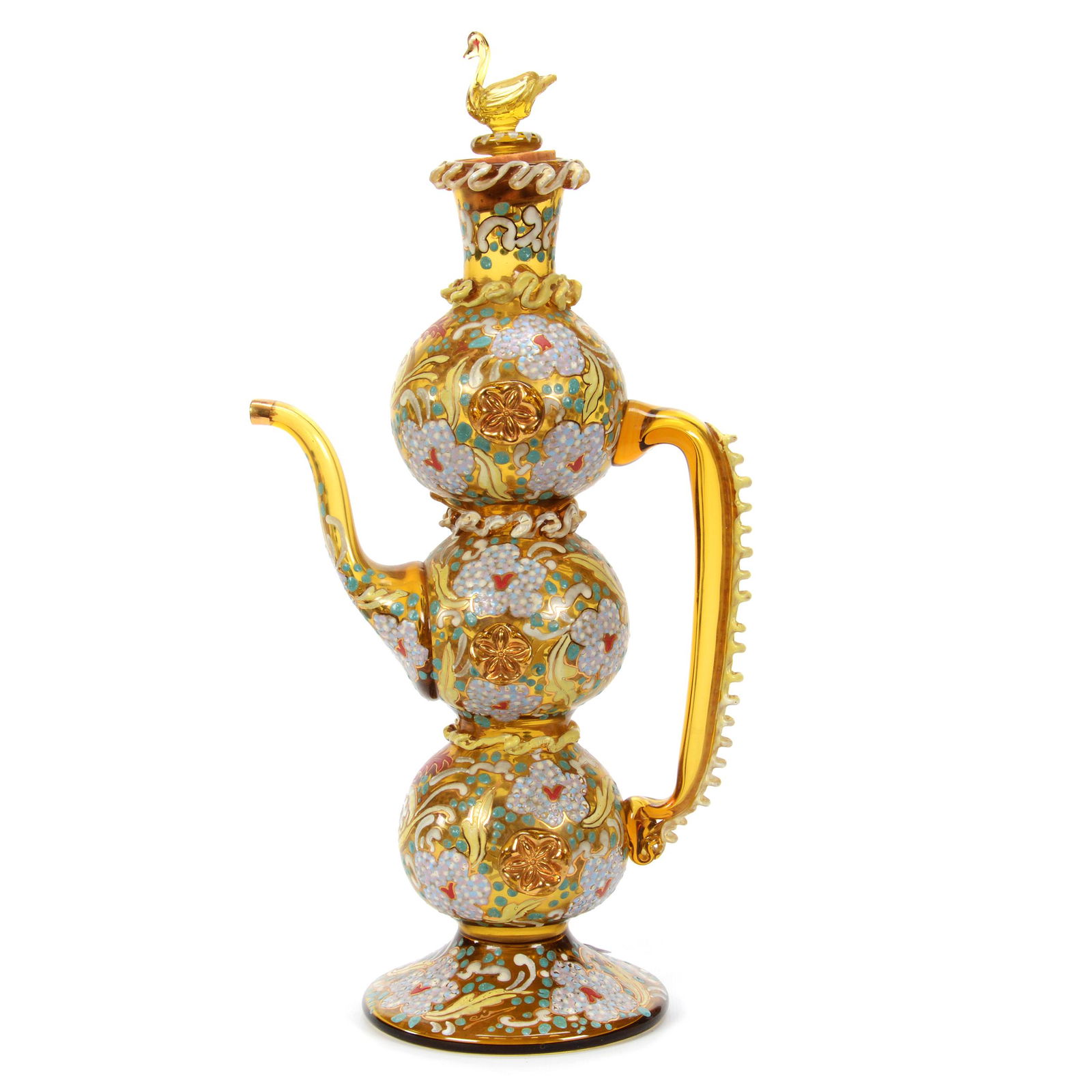 Pedestal Decanter, Green Spanish Art Glass (1 of 4)