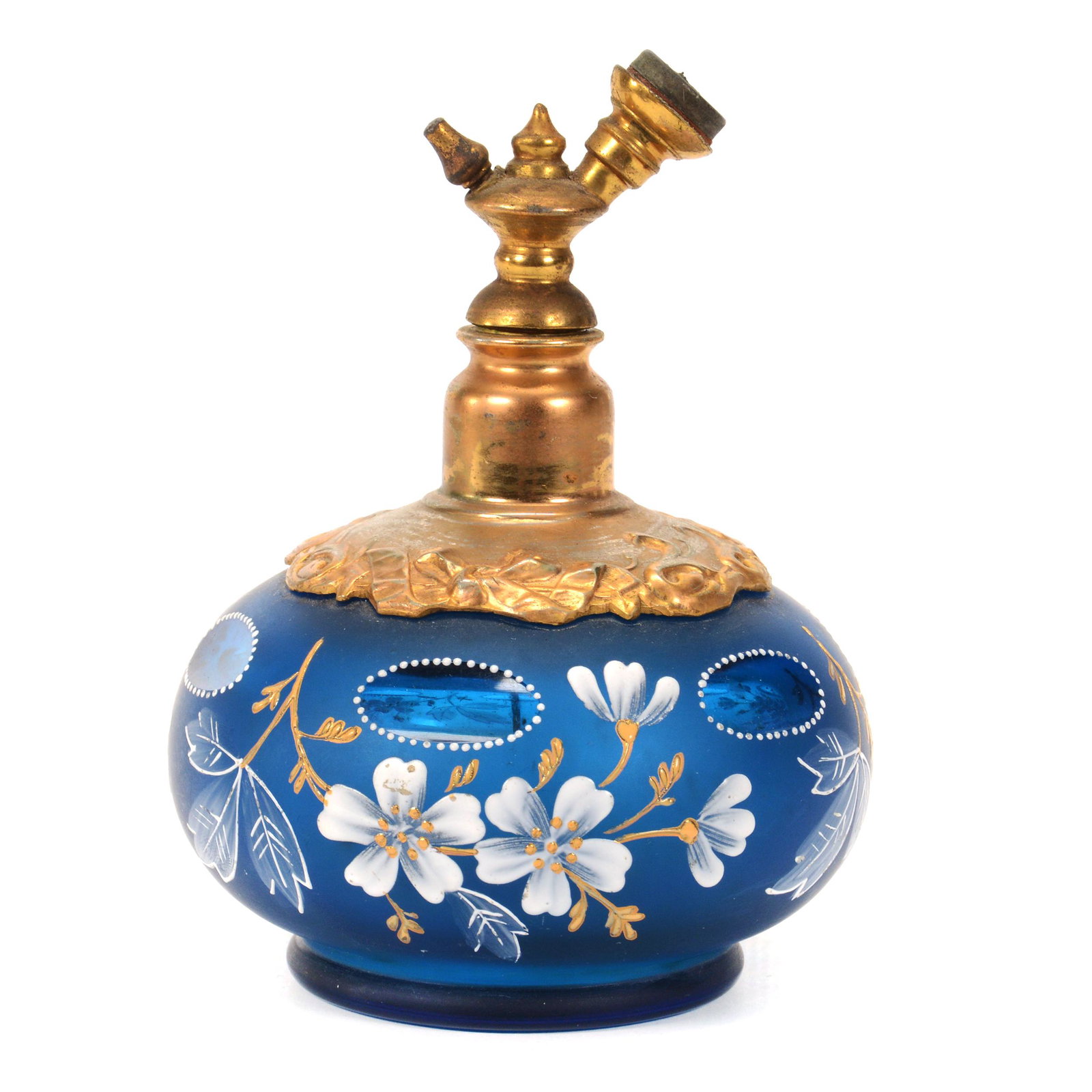 Atomizer, Royal Blue Frosted Art Glass (1 of 3)