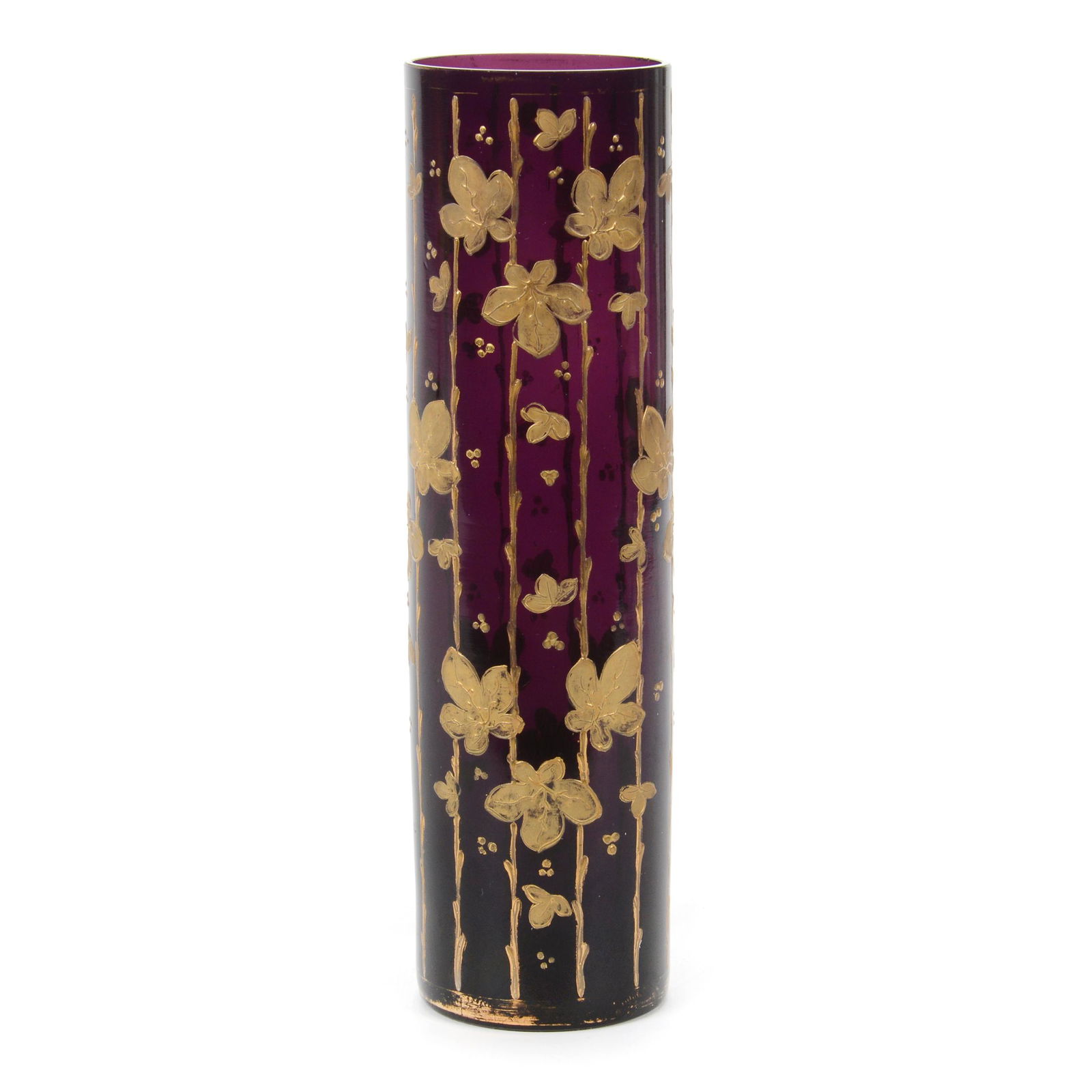 Cylinder Vase, Amethyst Bohemian Art Glass (1 of 2)
