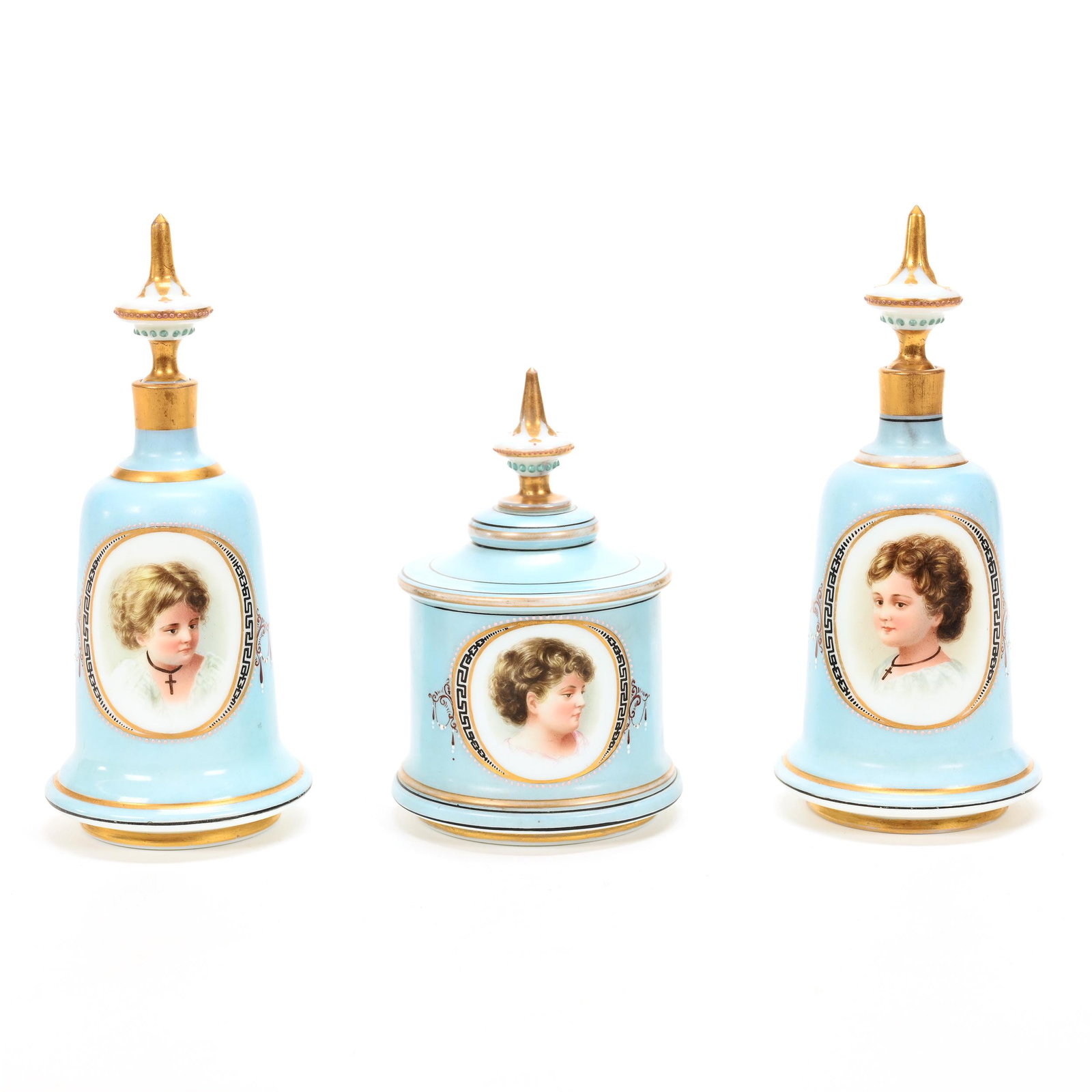 Perfume Set, Bohemian Art Glass (1 of 3)