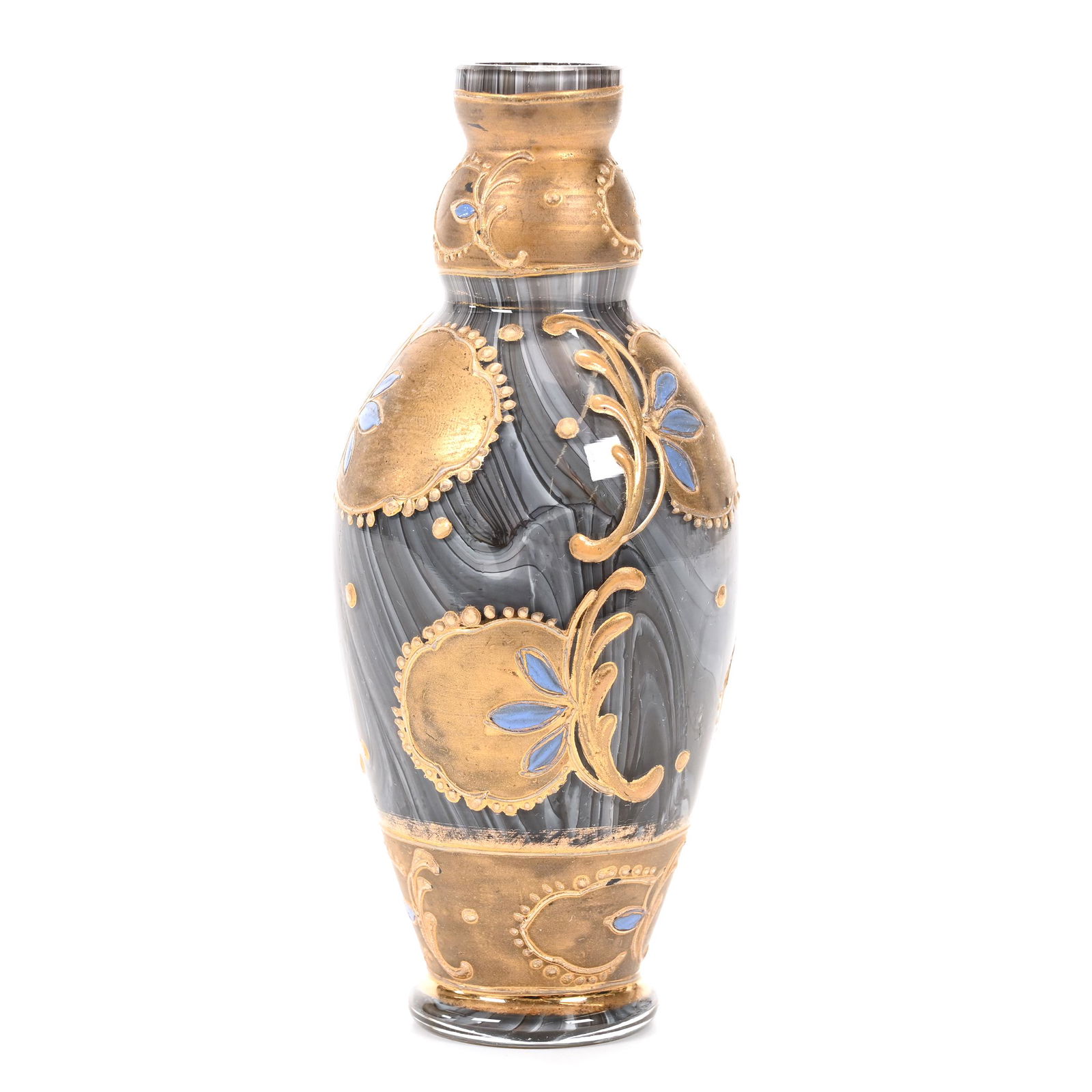 Vase, Cased Gray/White Bohemian Onyx Design (1 of 3)