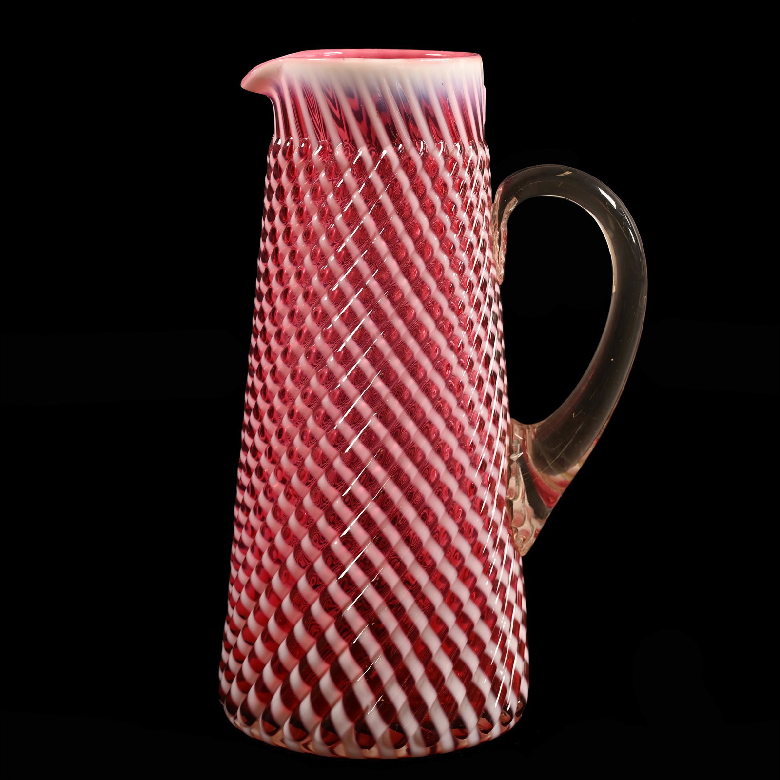 Water Pitcher, Cranberry Opalescent Art Glass (1 of 3)