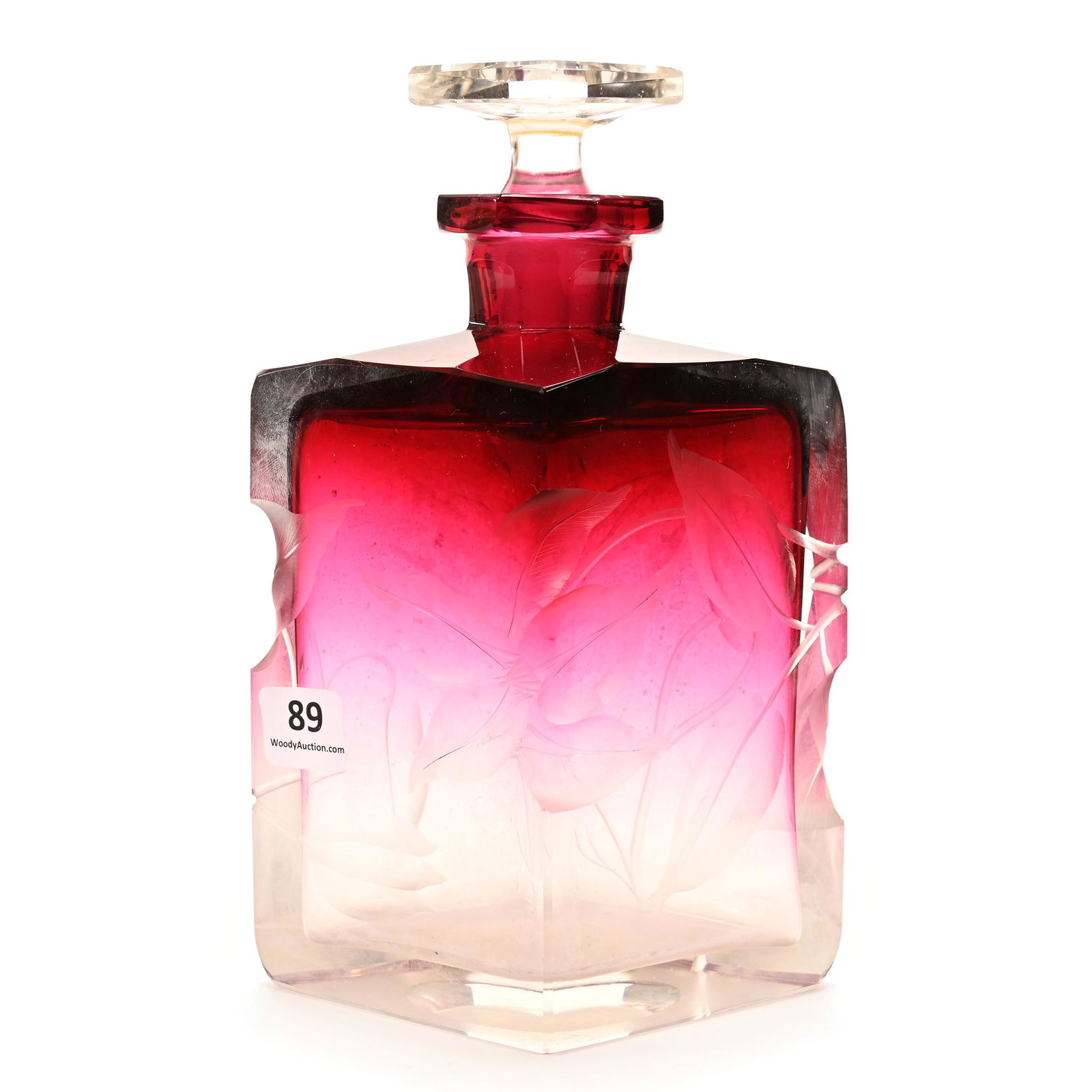 Decanter, Deep Ruby To Clear, Unmarked Moser (1 of 4)