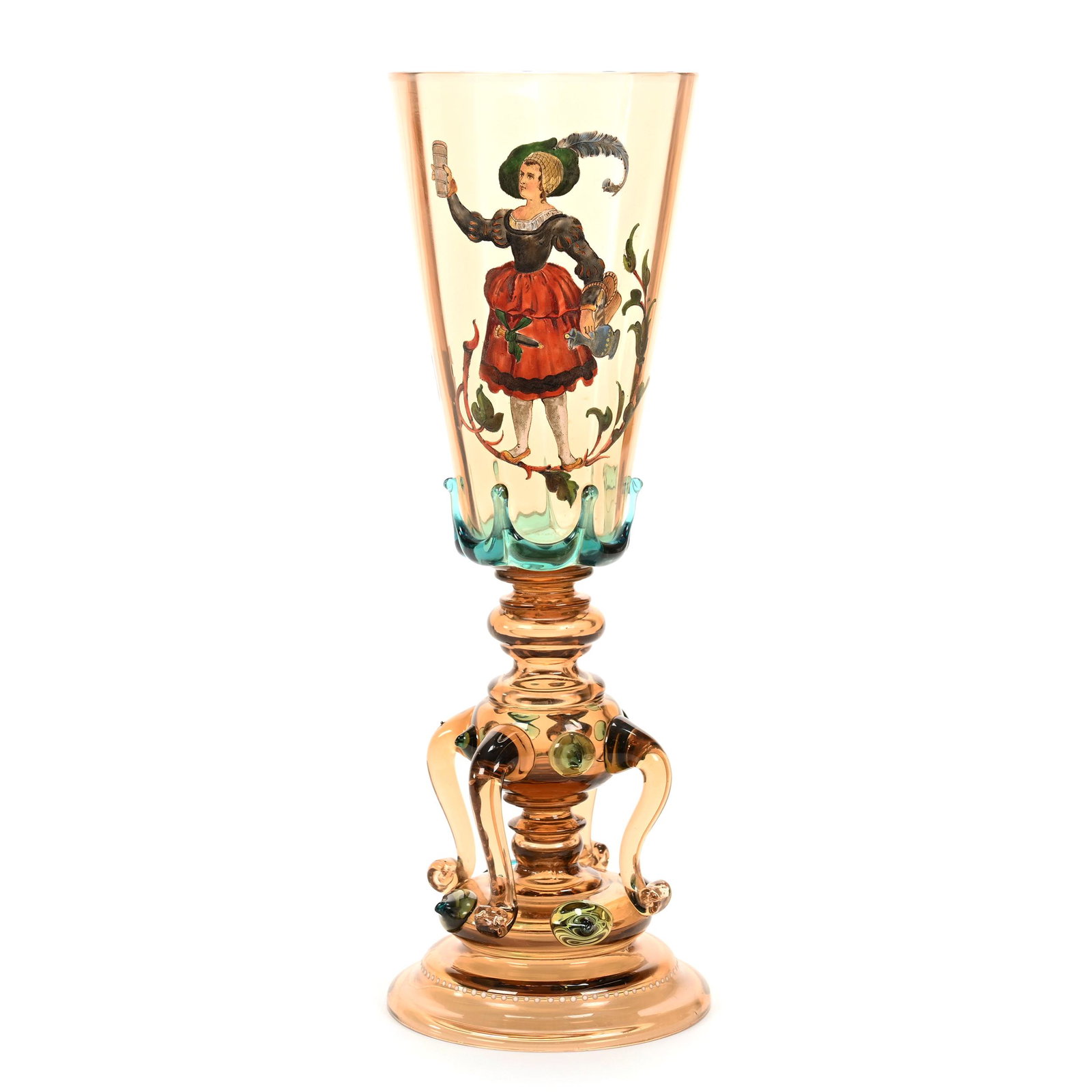 Pokal (Goblet), Amber Bohemian Art Glass (1 of 4)