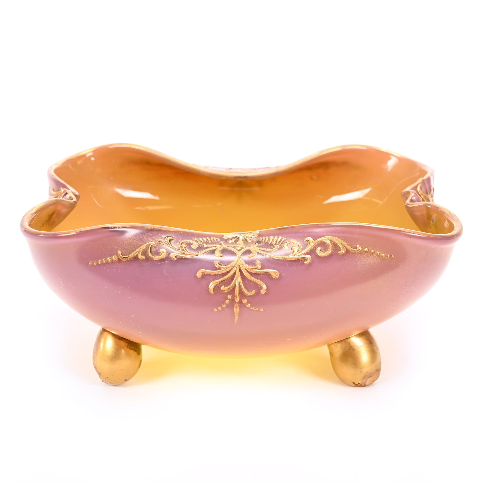 Footed Bowl, Persica Pattern By Loetz: Footed Bowl, Persica Pattern By Loetz, 3.75" x 8.5" x 6.75", Circa 1894, Unmarked, Don Henson Estate, Michigan. Part 2. This Auction Is The Continuation Of The Dispersal Of A Collection Of Over 1,800 