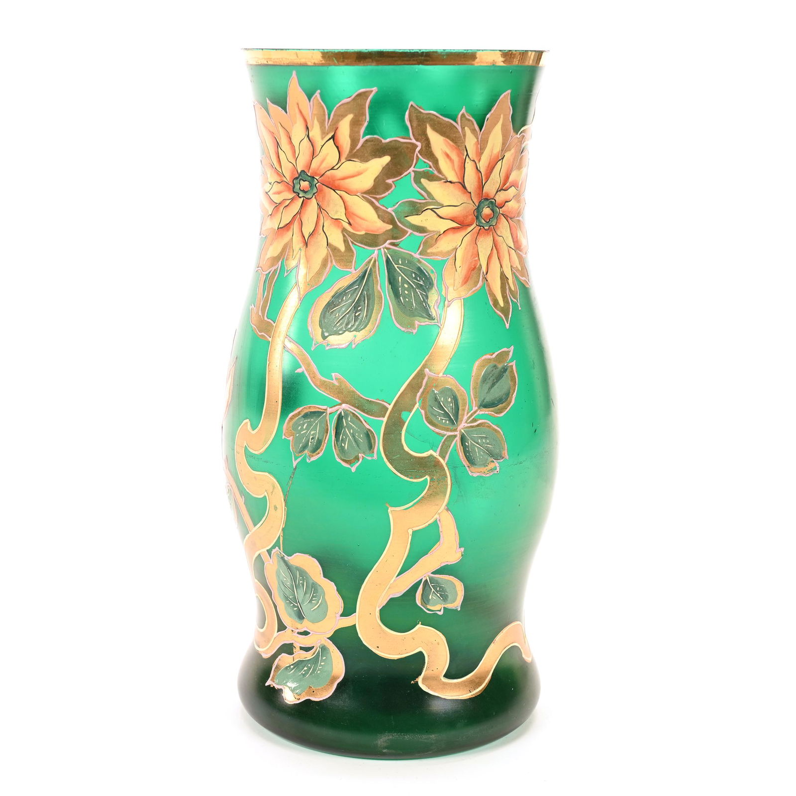 Vase, Emerald Green Bohemian Art Glass (1 of 3)