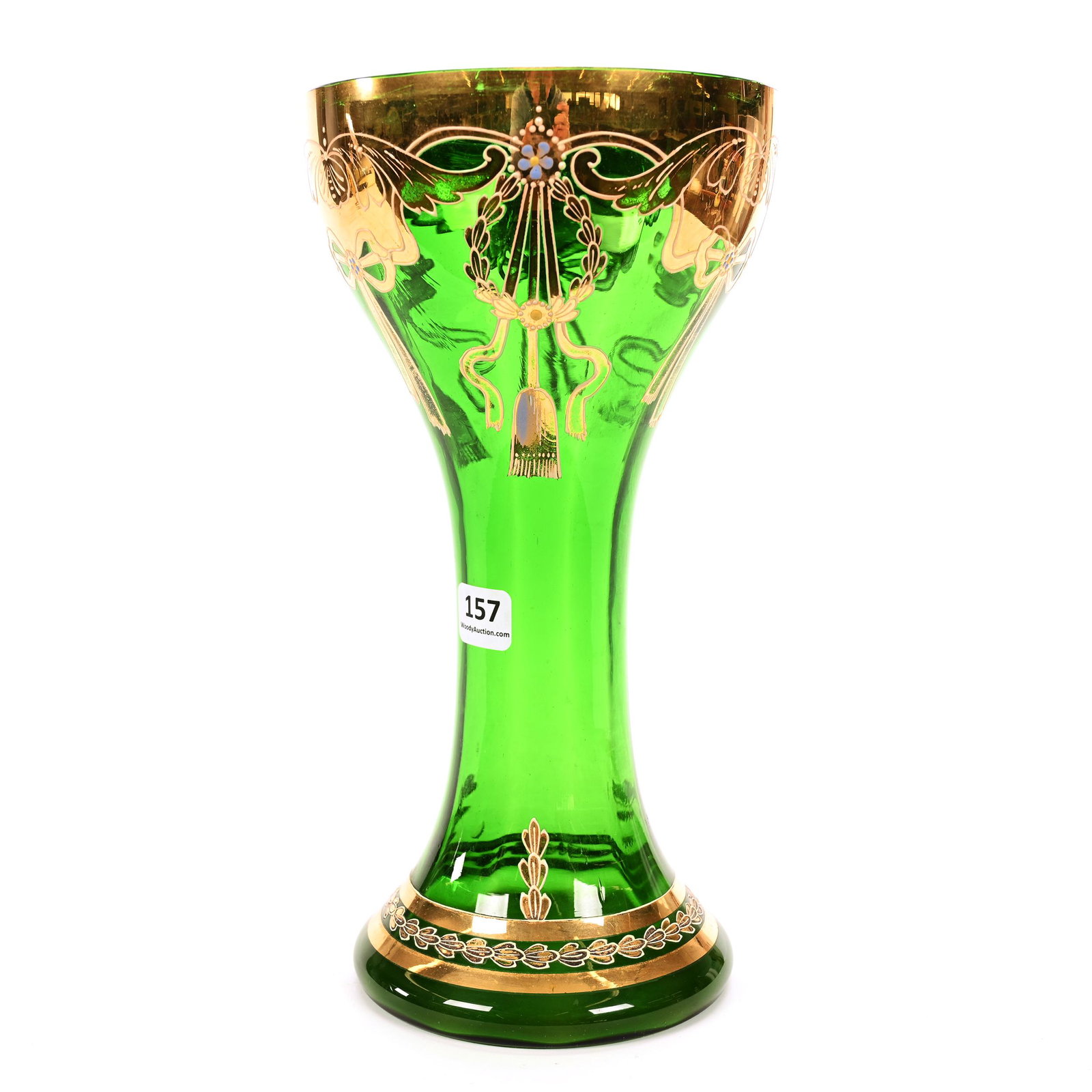 Vase, Emerald Green Bohemian Art Glass (1 of 4)