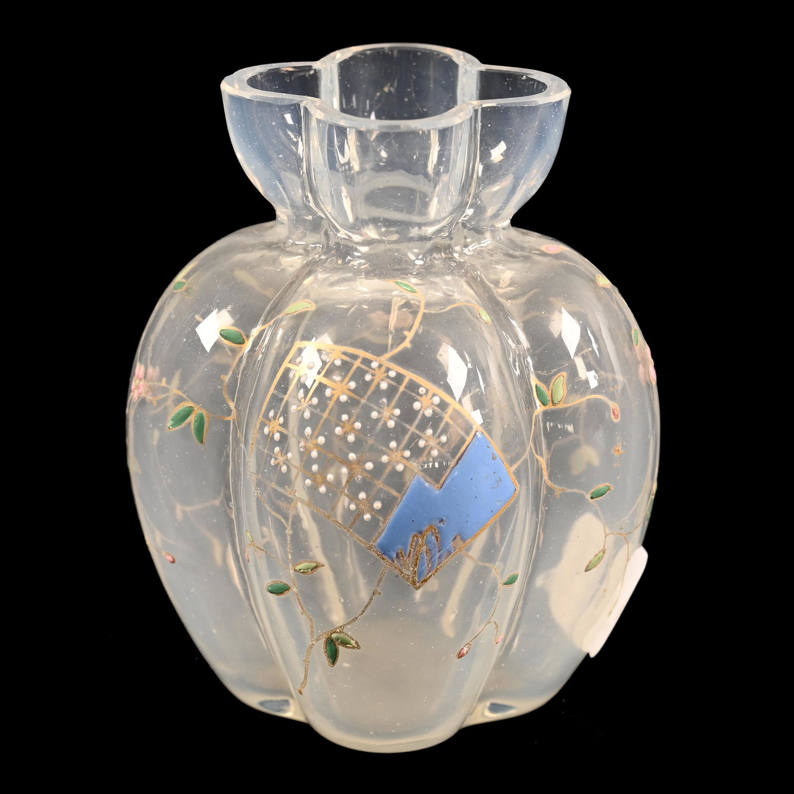 Vase, Clear Opalescent Bohemian Art Glass (1 of 3)