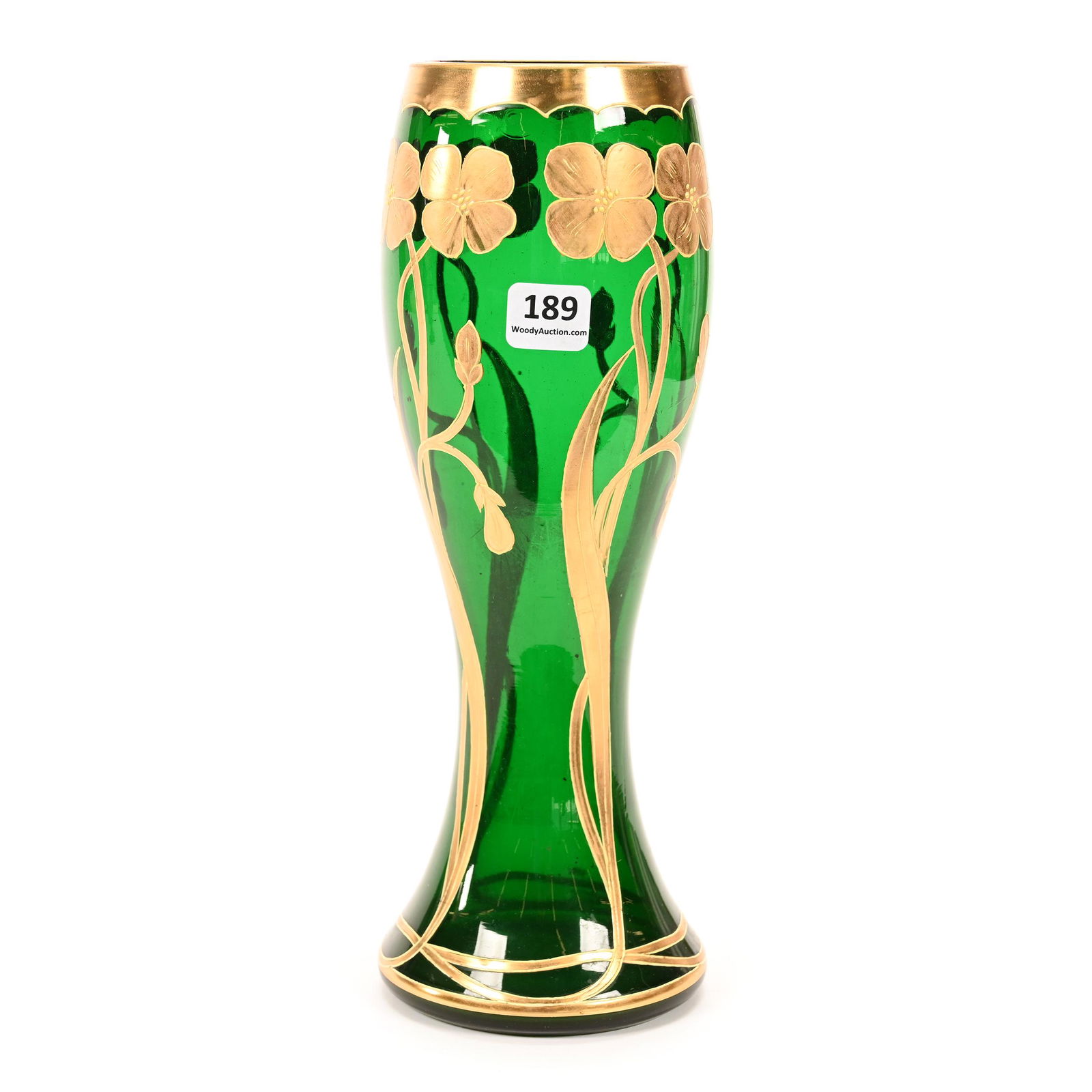 Vase, Emerald Green Bohemian Art Glass (1 of 3)