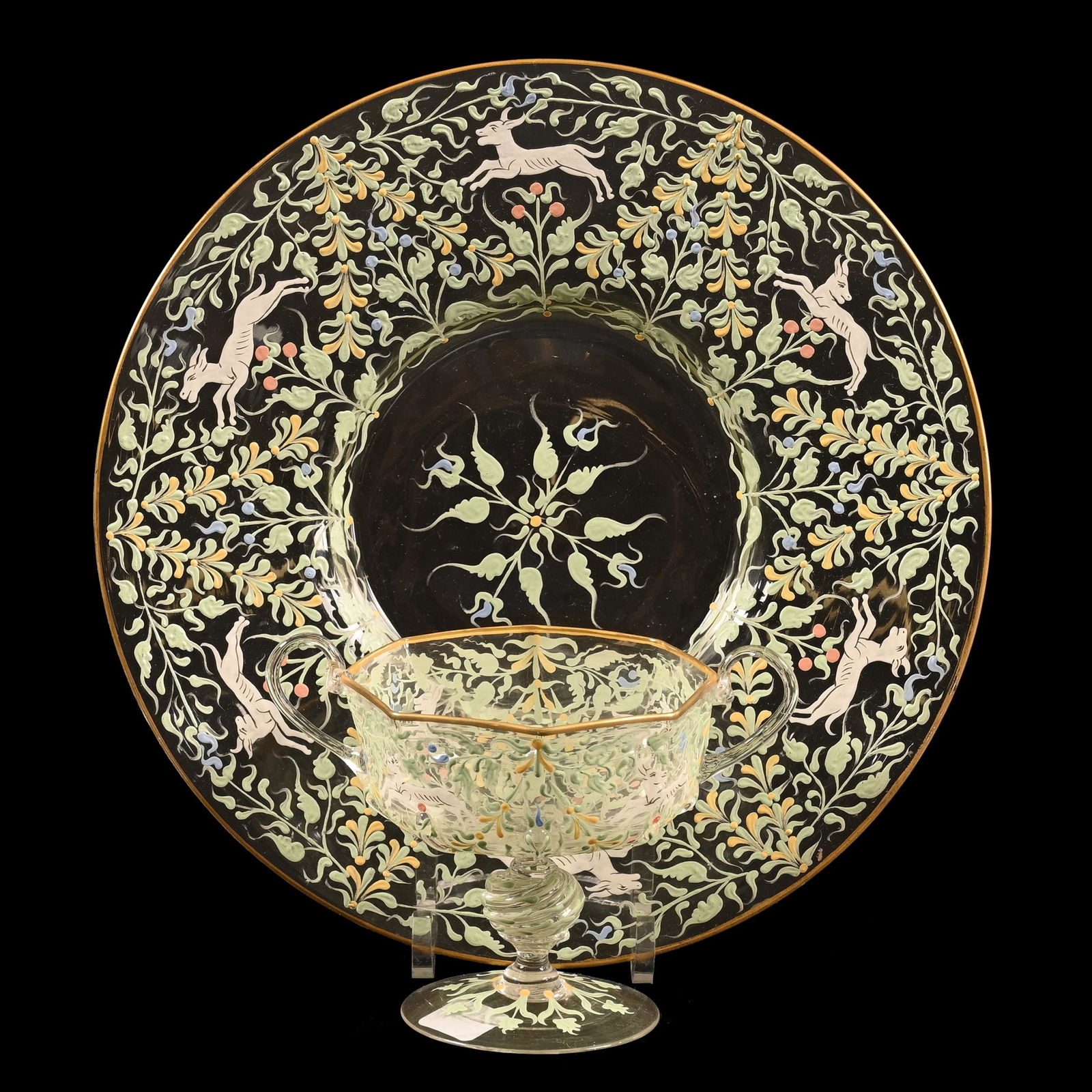 (2) Matching European Art Glass Items (1 of 3)