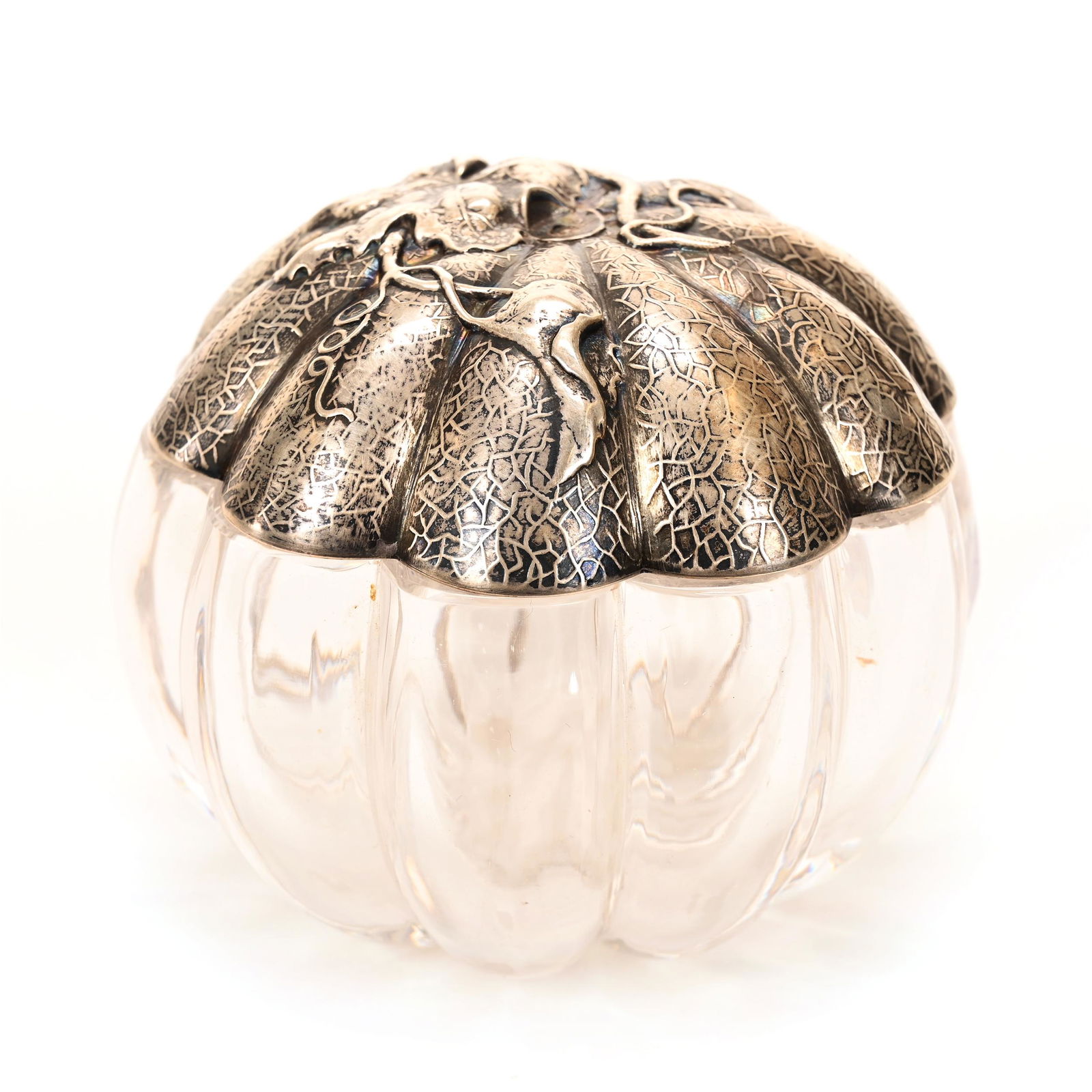 Covered Jar, Pumpkin Form, Clear Crystal (1 of 3)