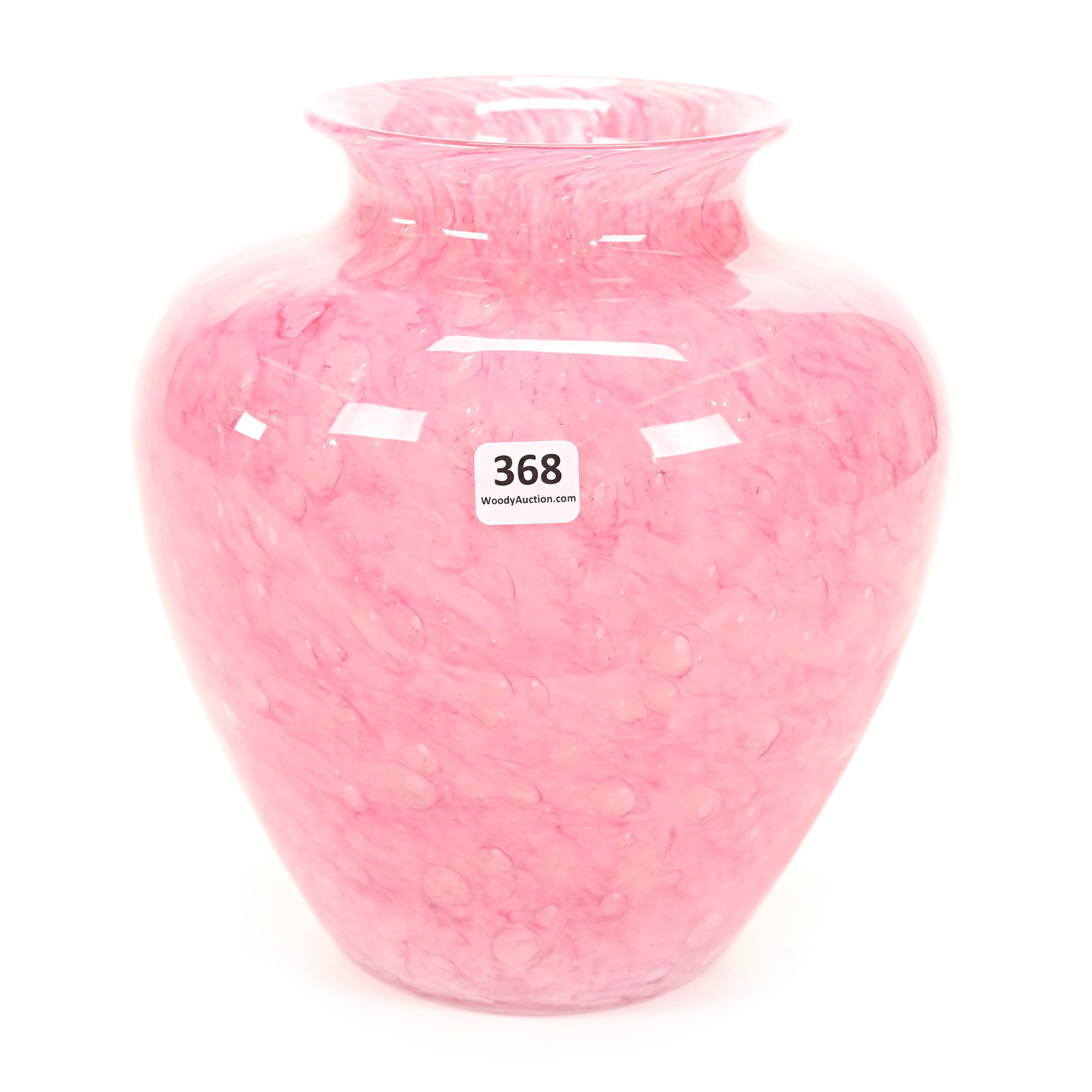 Vase, Unmarked Steuben Art Glass, Pink Cluthra (1 of 3)