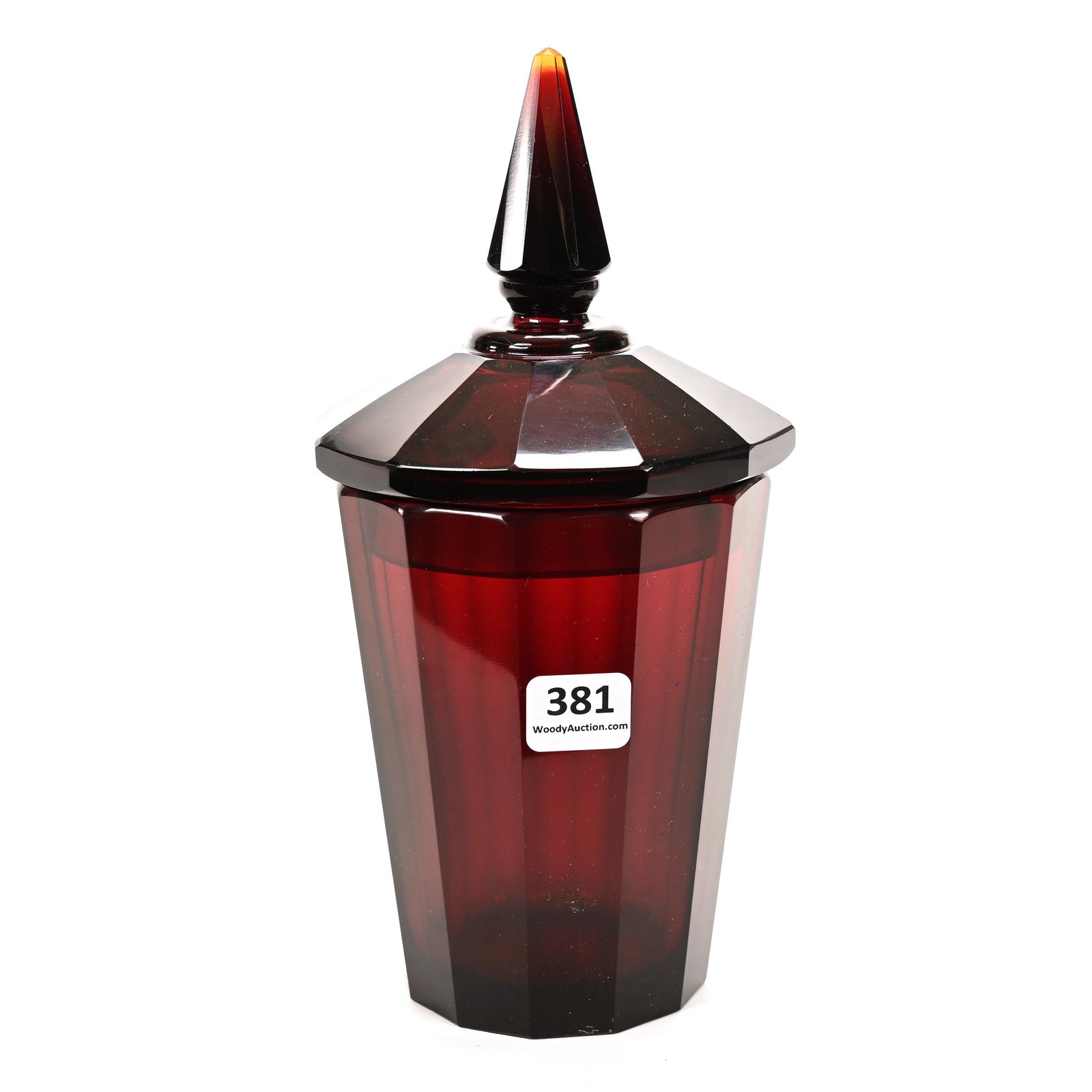 Covered Jar, Cased Ruby Bohemian Art Glass (1 of 3)