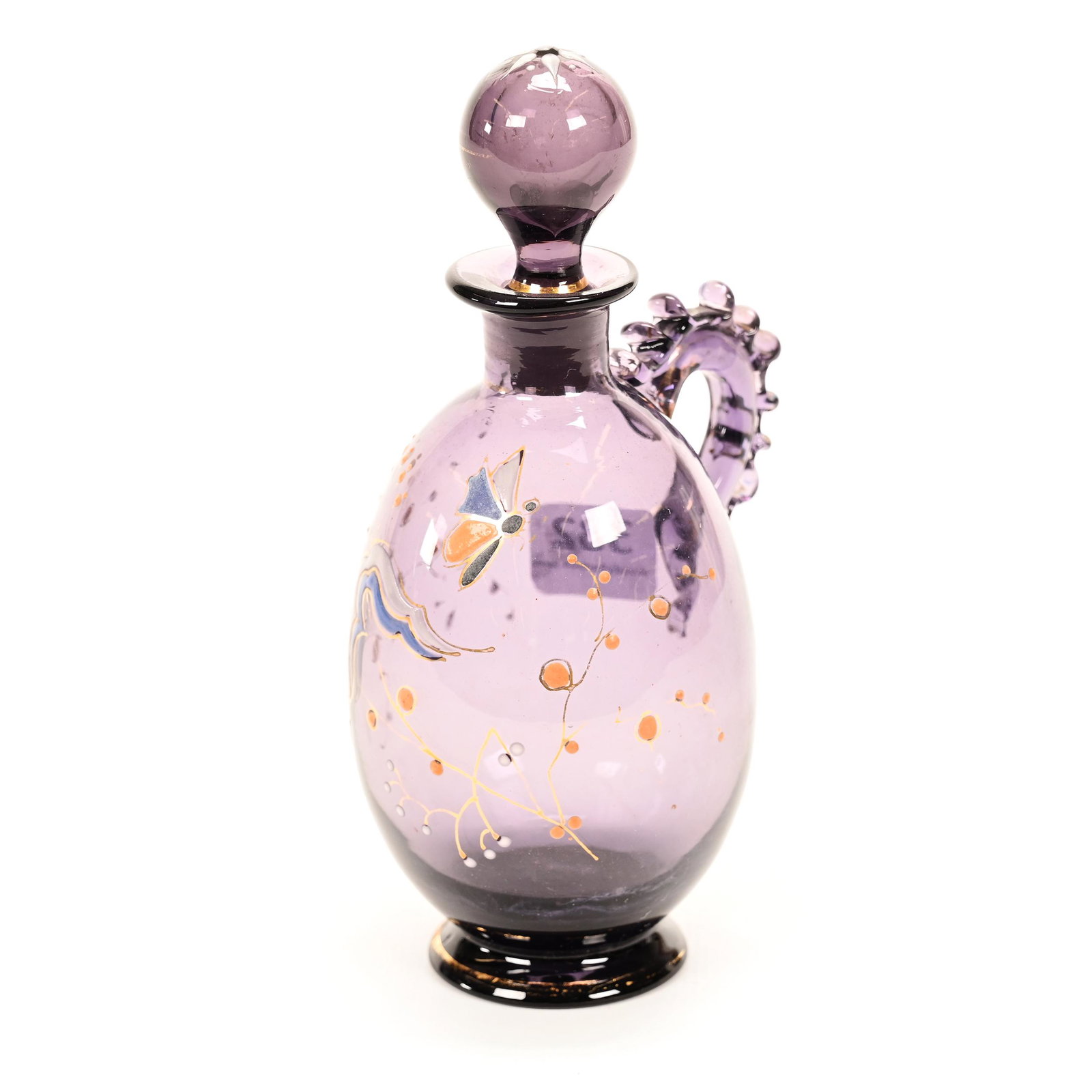 Cruet Bottle, Solid Amethyst Bohemian Art Glass (1 of 3)