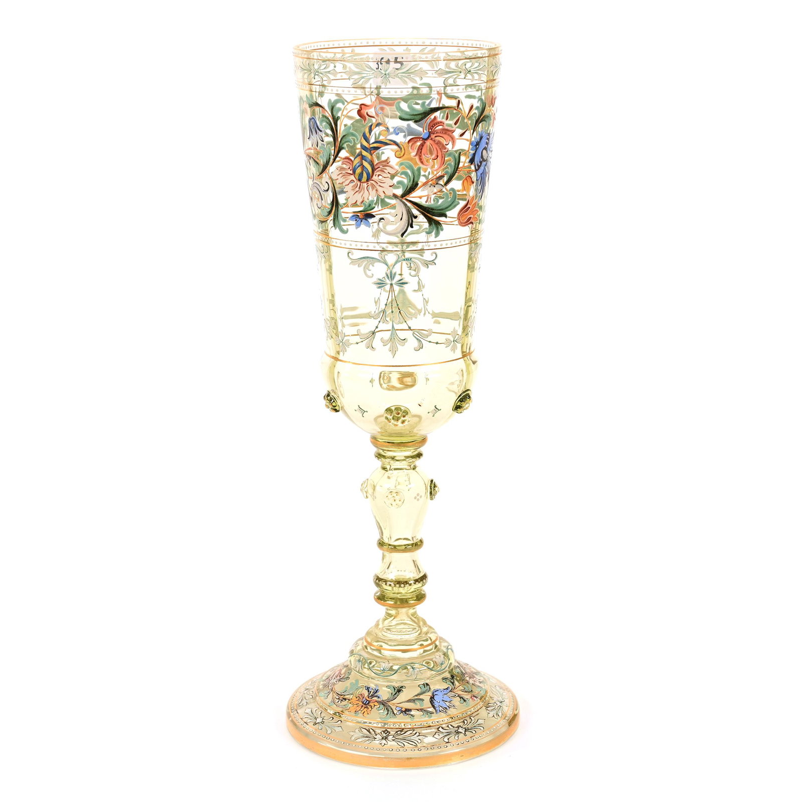 Chalice, Light Vaseline Bohemian Art Glass (1 of 2)