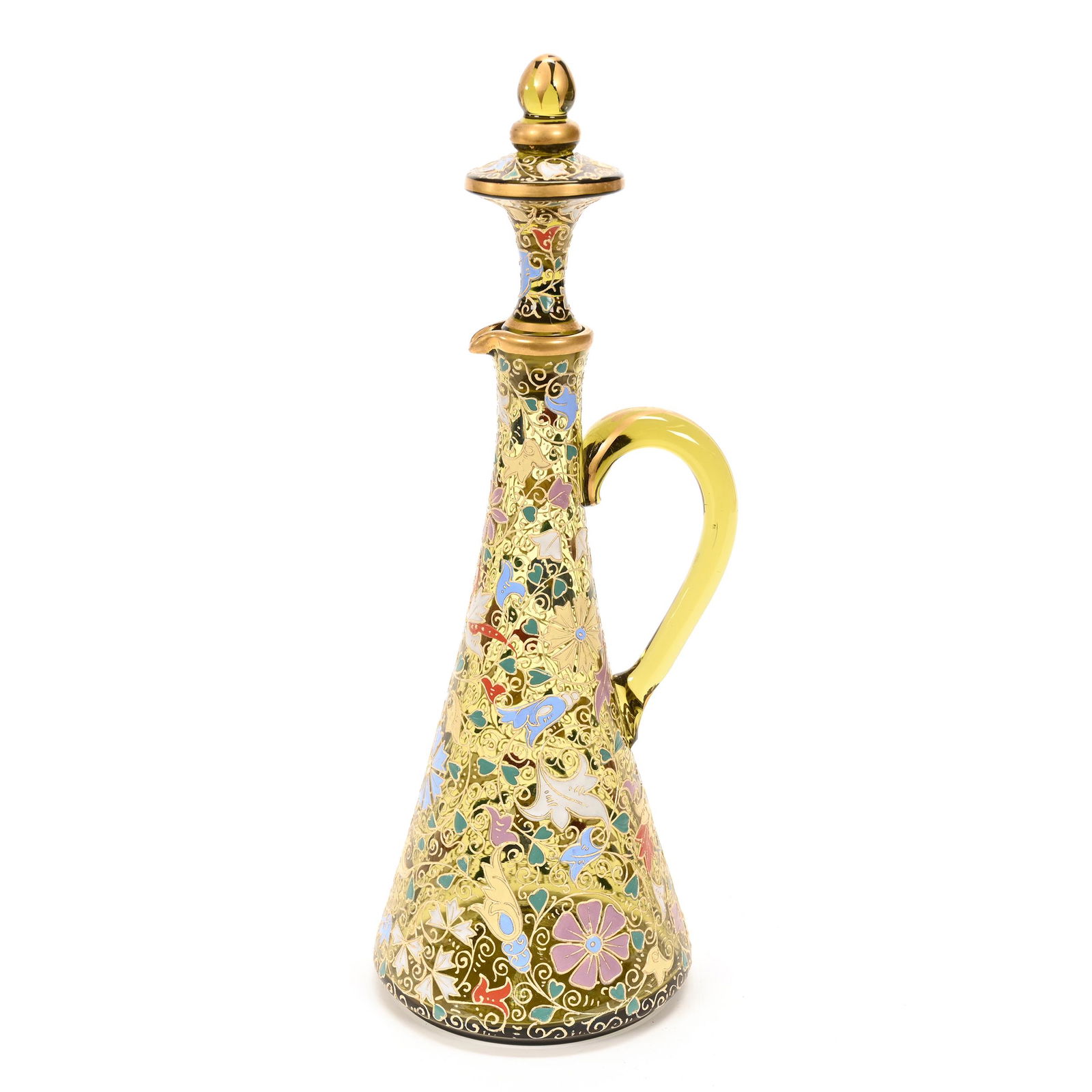 Liqueur Decanter, Solid Green Bohemian Art Glass (1 of 3)