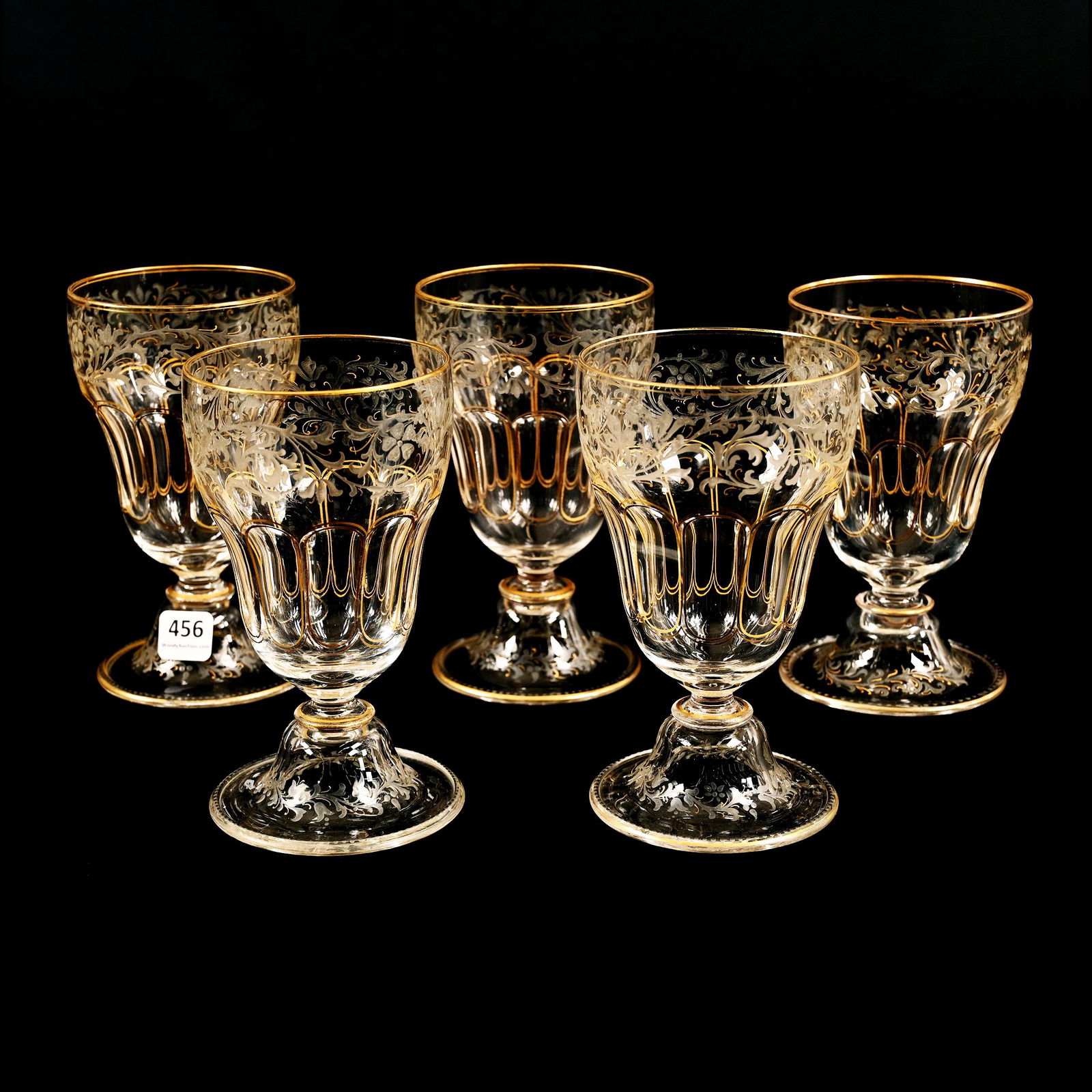 (5) Goblets, Clear Crystal Bohemian Art Glass (1 of 3)