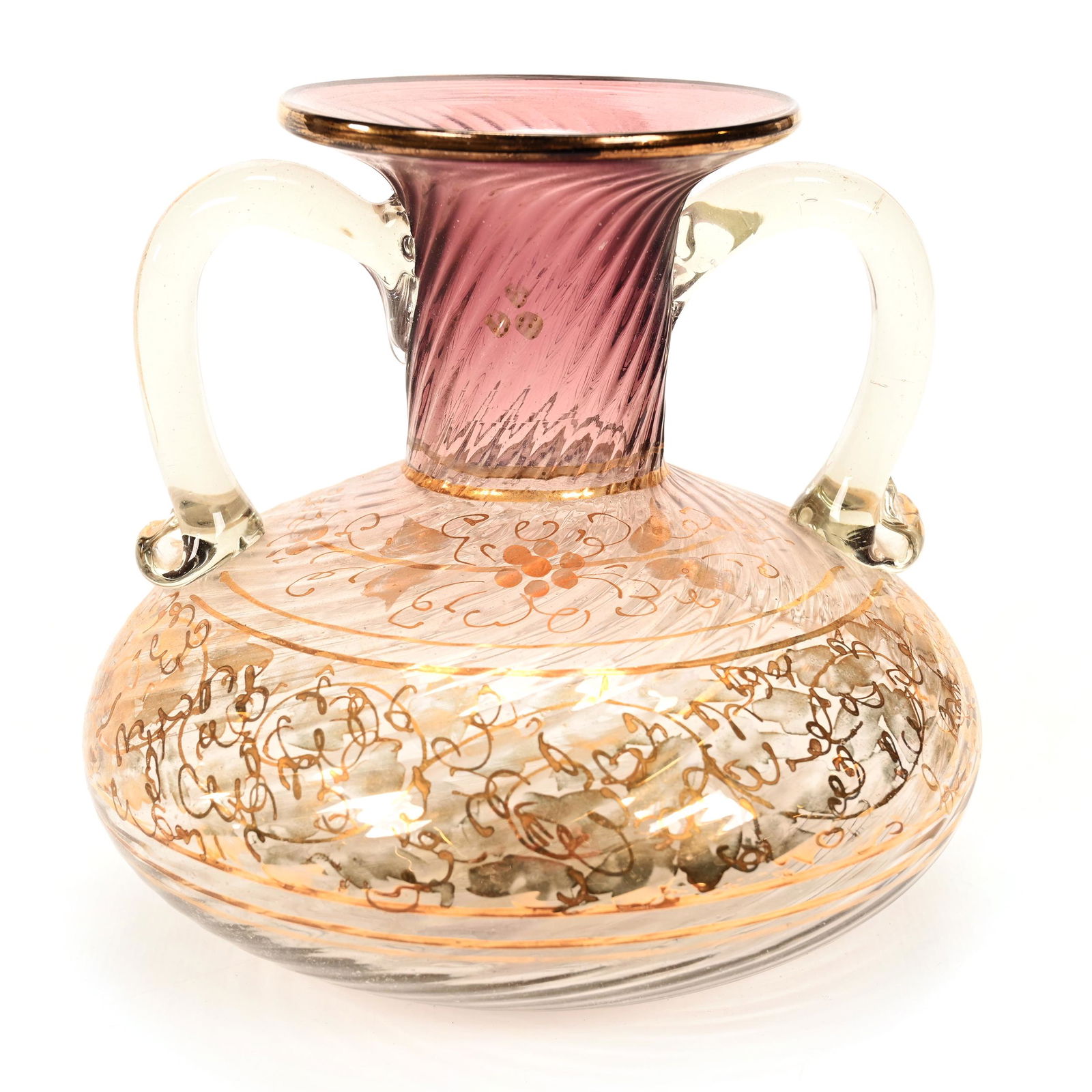 Vase, Two Handles, Amethyst To Clear Bohemian (1 of 3)