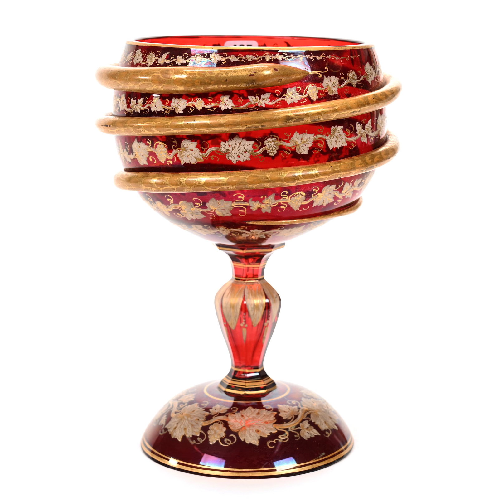 Chalice, Solid Cranberry Bohemian Art Glass (1 of 3)