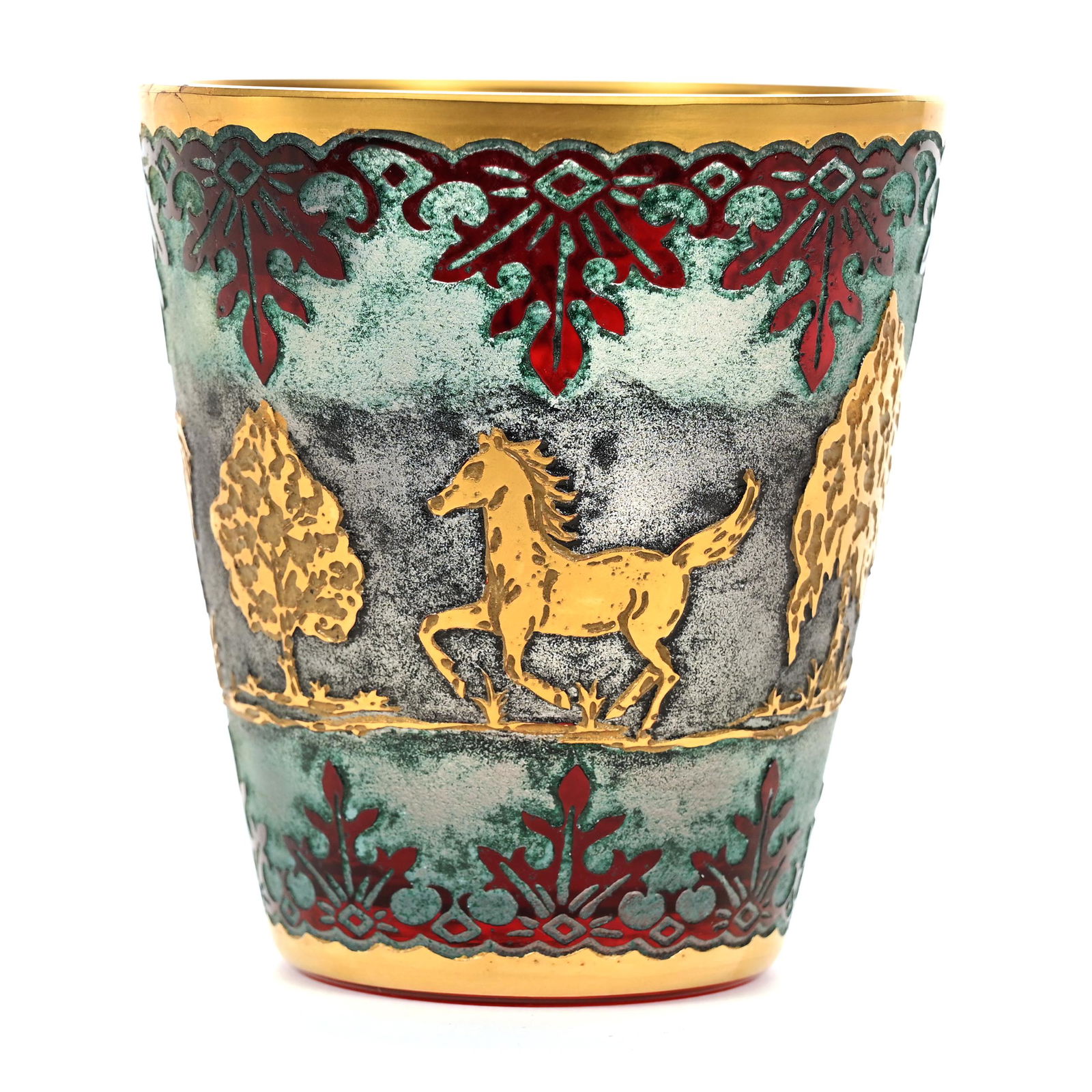 Beaker, Unique Green & Red Cutback Design (1 of 4)