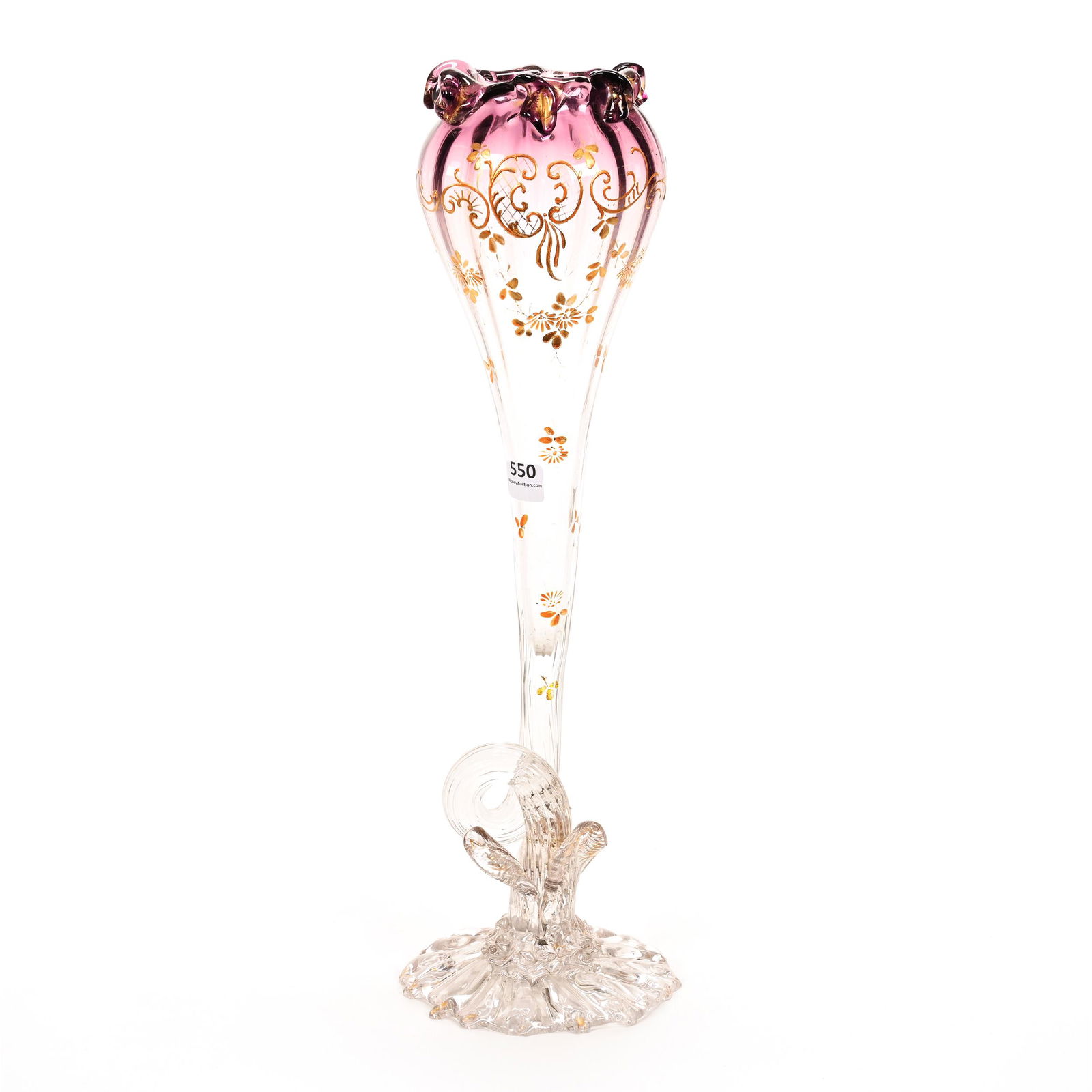 Vase, Lavender Shading To Clear Bohemian Art Glass (1 of 3)